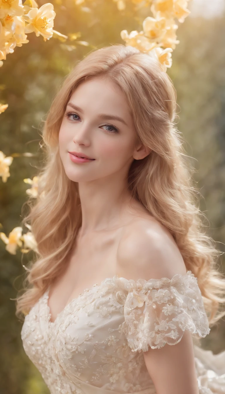 best quality, masterpiece, highres, (exquisite body:1.5),gorgeous face, (milky skin:1.3), intricate details, high resolution, wallpaper, 1girl, solo, dress, hair ornament, flowers, long hair, blonde hair, smile, jewelry, short sleeves, hand up, big eyes, sexy ass, behind, schoolgirl uniform, mini skirt, natural pose, falling petals, indoor, fanning, lantern, 16K, HDR, depth field, (film grain:1.1), boken, golden hour, (lens flare), vignette, rainbowing, (color grading:1.5)