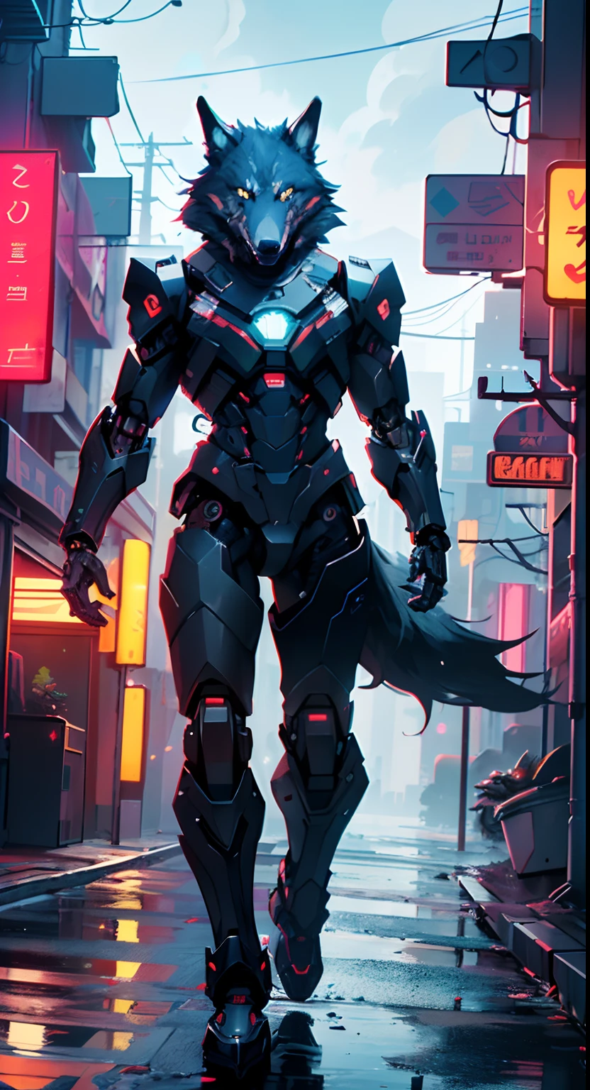(((A mechanical wolf,cyborg wolf,cyborg-wolf,animal,wolf robot))),no human,detailed wolf,intricate mechanic wolf,
(dynamic pose:1.0),solo focus,(centered,scale to fit dimensions,Rule of thirds),
(dynamic pose:1.0),solo focus,embarrassed,(centered,scale to fit dimensions,Rule of thirds),
cyberpunk city by the ocean at night, with bright neon signs and dark stormy clouds and puddles, scenery:1.25,
highres, sharp focus, (ultra detailed, extremely detailed), (photorealistic artwork:1.37),(extremely detailed CG unity 8k wallpaper),((synthwave background theme)),(((vibrant colors))),(intricate background),(masterpiece),(best quality),