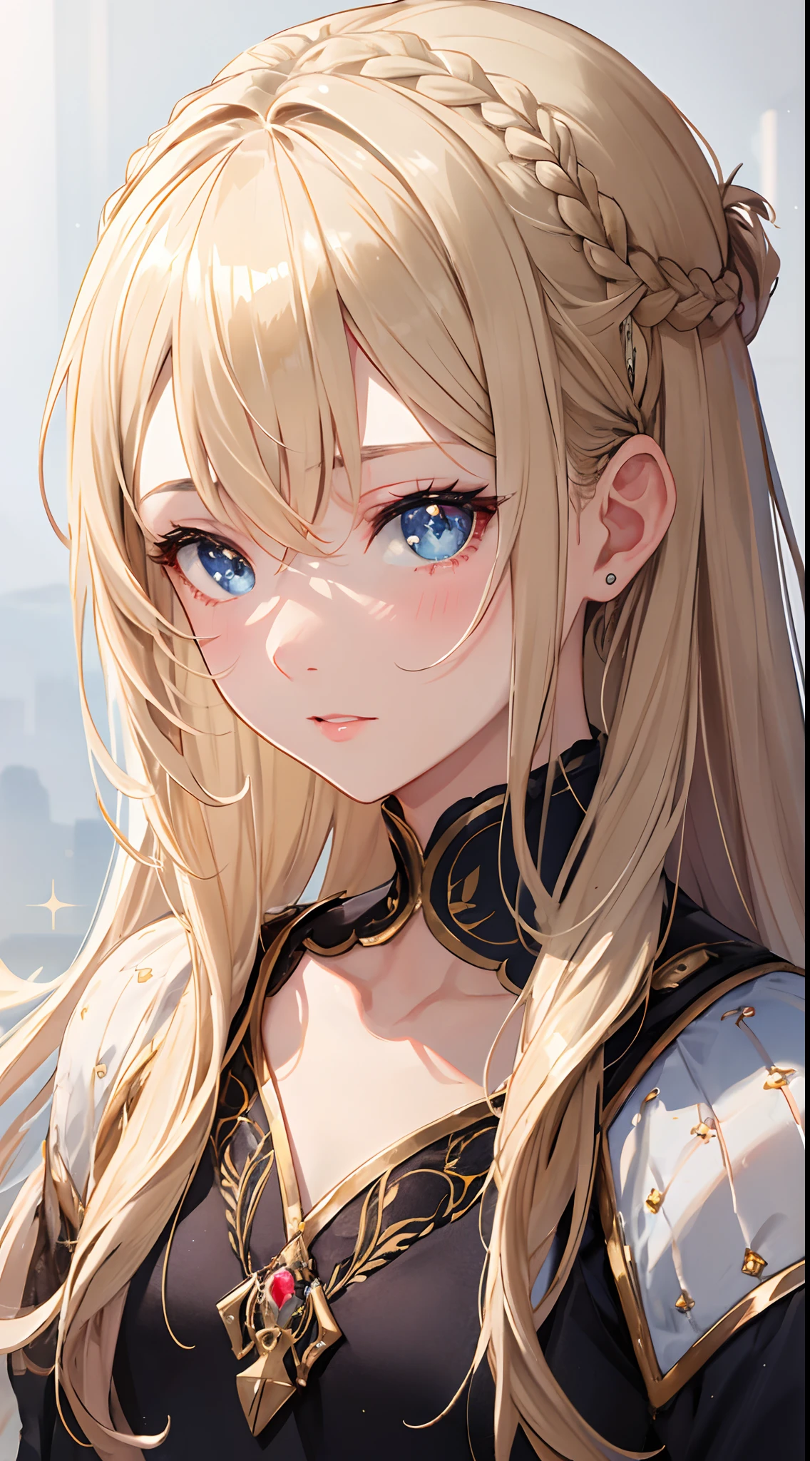 A close up of a woman with long blonde hair and blue eyes - SeaArt AI