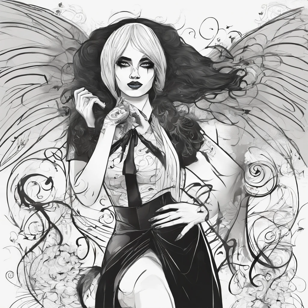 Design a coloring page featuring an Anime Goth Girl in an expressive pose. Her style should reflect goth elements such as dark clothing and bold makeup, while her expression reveals her characteristic nonchalance. The simplicity of the line art should create an uncluttered and minimalistic aesthetic. Fill the page with the character, without incorporating additional elements to ensure the focus remains on her, while offering the opportunity to experiment with a broad spectrum of colors. This simplistic and clean design will attract those who appreciate the minimalist art style and anime goth culture --ar 2:3 --v 5 --q 2 50. --s 2