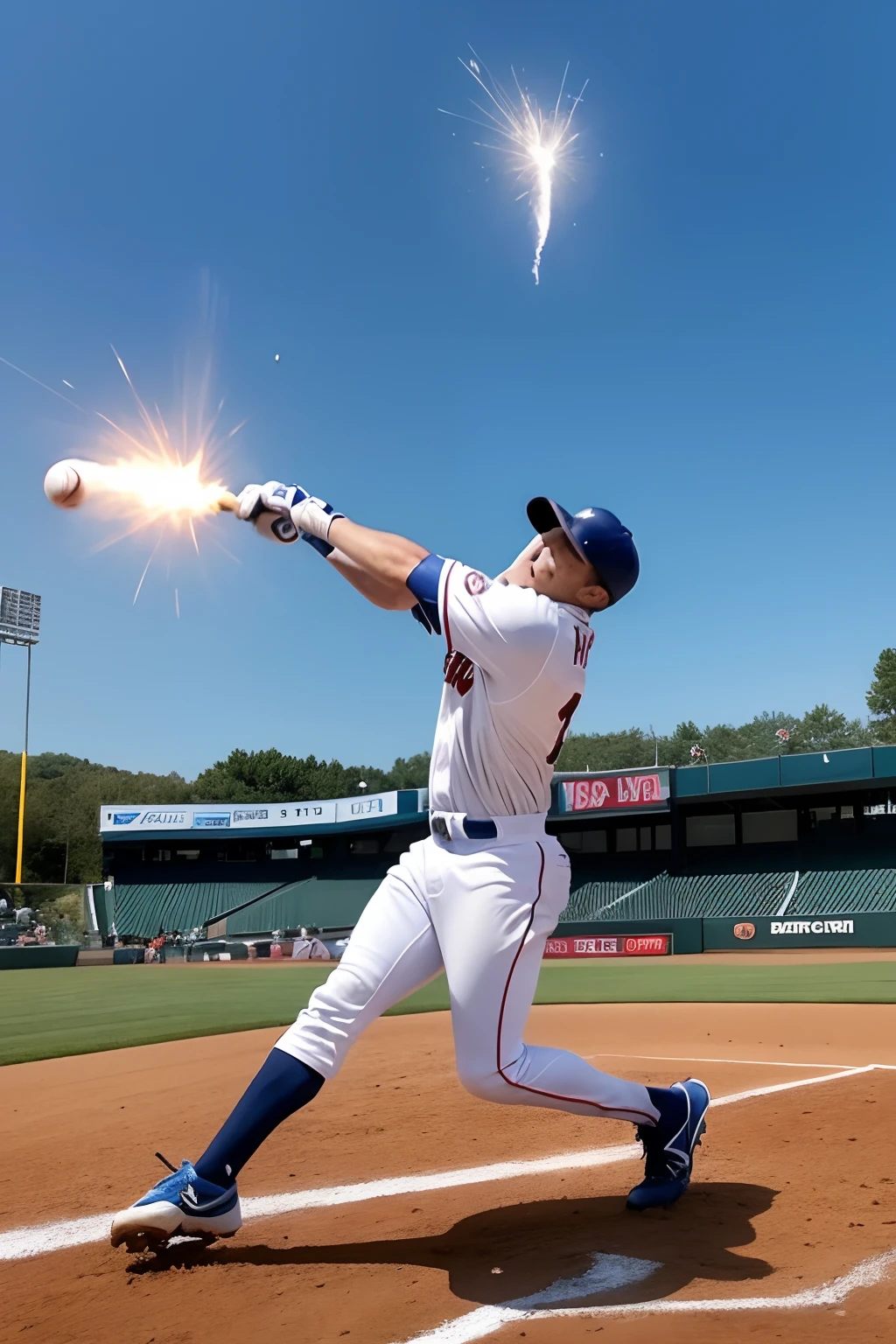 Draw a baseball player's impact moment。Imagine the moment when the batter hits the ball or a specific situation。Generate images that realistically represent the moment the batter hits the ball。The way you swing the bat and the trajectory of the ball are important。
To highlight the moment of impact、Generate realistic images that make effective use of light and shadow。Draw the moment a baseball player hits a home run。Including the way the ball flies high in the sky、Create powerful scenes。