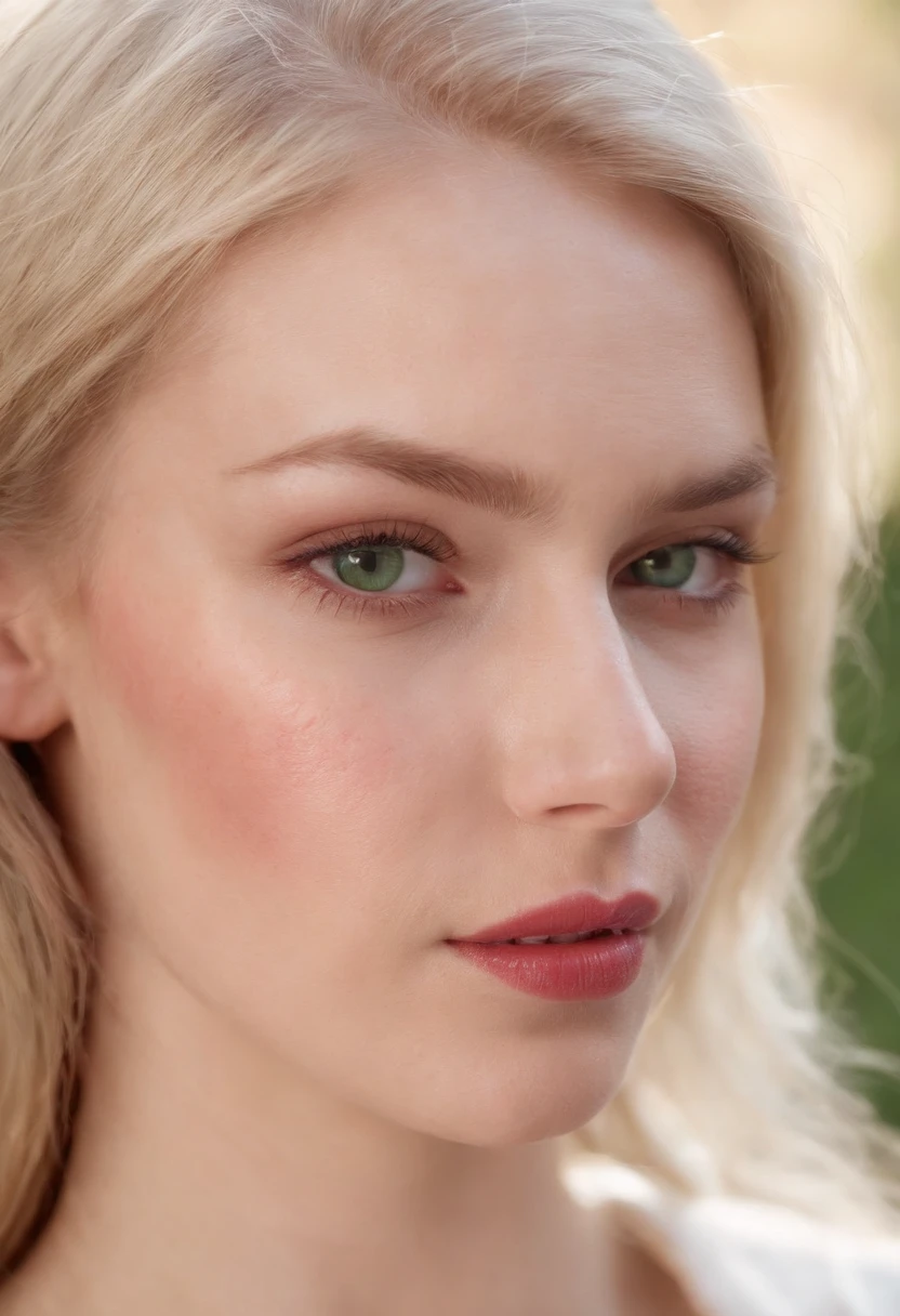 (((Eine tiefe, reddish wound runs across her left cheek))) heller Teint, Frau um 19 Jahre alt, Natural white hair, distinctive green eyes, Kajal tragen, schlank und anmutig, beautiful, Kerzenschein in mittelalterlicher Kulisse, Ultrascharfer Fokus, realistische Aufnahme, mittelalterliche Frauenkleidung, tetradische Farben (Narbe:1.4)