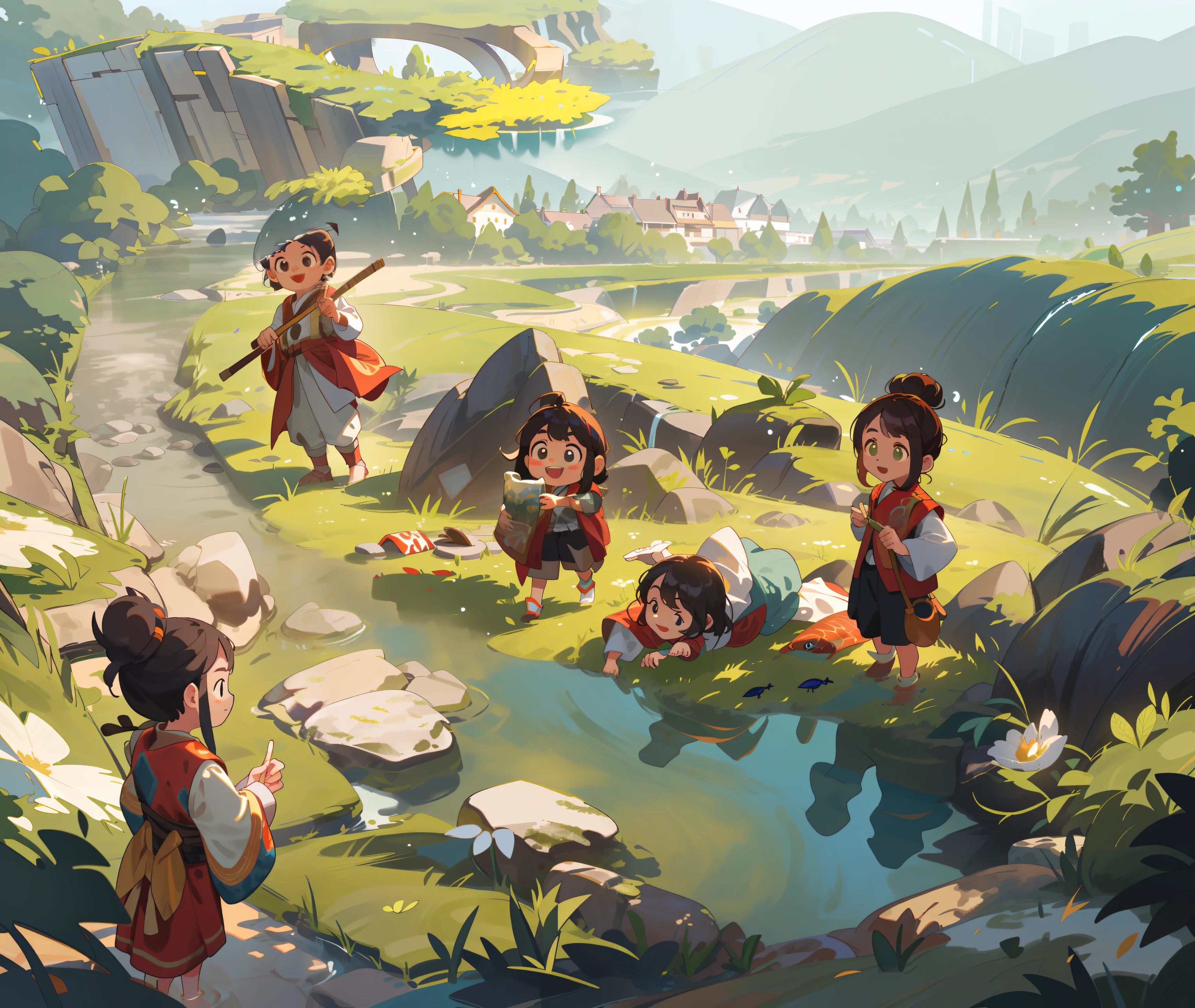 (best quality,4k,8k,highres,masterpiece:1.2),ultra-detailed,(realistic,photorealistic,photo-realistic:1.37),crystal clear blue river,flowing river water,serene river scene,natural river landscape,shimmering water surface,reflection of surrounding scenery,sparkling water ripples,steep riverbanks,overhanging trees,lush green vegetation,peaceful ambiance,tranquil atmosphere,sunlit river,soft sunlight filtering through trees,beautiful river rocks,smooth river pebbles,colorful riverbed,gentle current,rippling water movement,dancing water waves,calm and soothing,refreshing river breeze,splashing water droplets,nature's tranquility,hint of sunlight breaking through leaves,playful sounds of water,lively aquatic ecosystem,submerged rocks creating small waterfalls,clear water clarity,harmony between water and nature,serenity in motion,wonder of nature's beauty,invigorating water flow,vibrant aquatic plants,underwater life,freshness in the air,natural paradise beside the river,colorful fish swimming gracefully,underwater shimmer and glimmer,majestic landscapes around river bend,gleaming river under golden sunlight,lively chirping of birds,gentle rustling of leaves,peaceful haven for wildlife