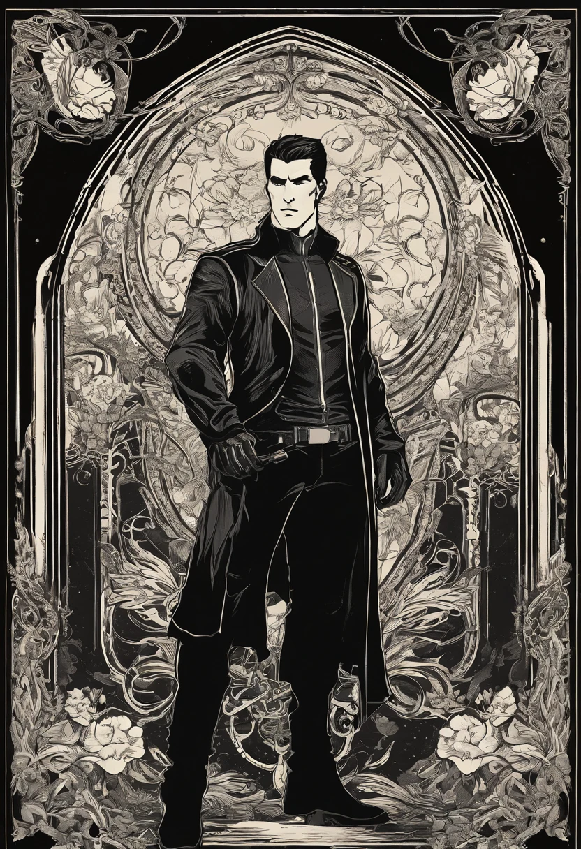 The age Punisher with a skull t-shirt and black jacket