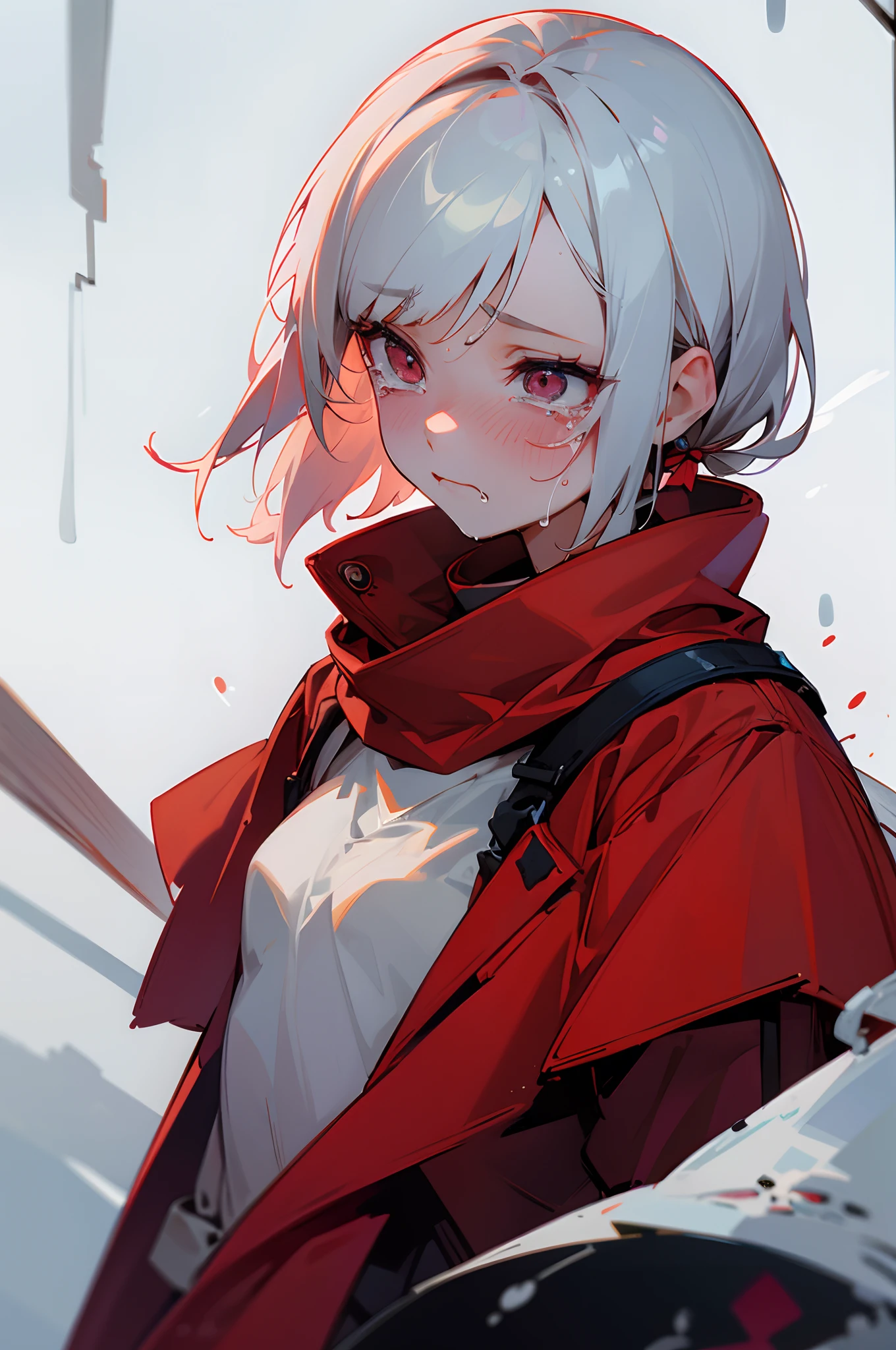 crying face, tear on her eyes, sad face, crying, detailed tears