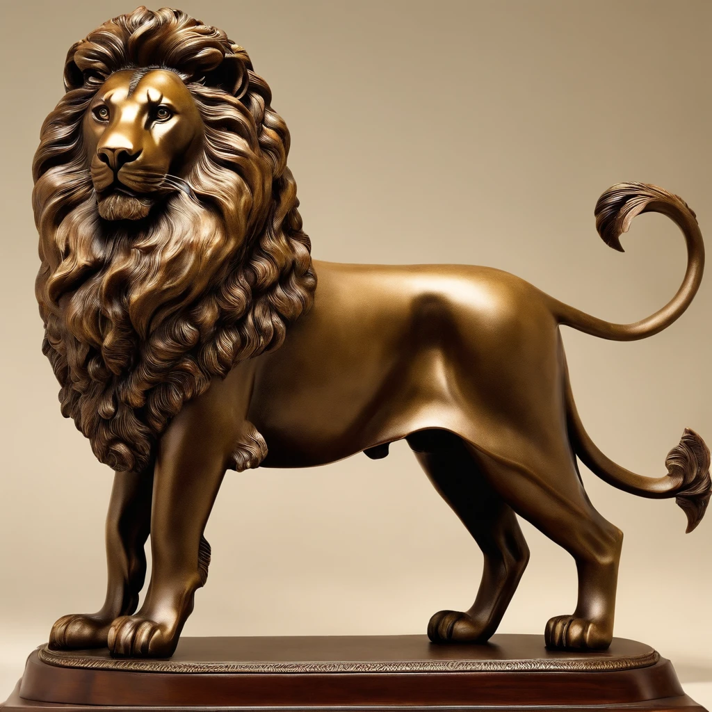 In the setting worthy of a royal palace, there is a majestic lion, coroado como um rei, wearing costumes that evoke the Persian nobility of the 18th century. This lion is a figure of grandeur and elegance, sentado com dignidade em seu trono. Sua juba, que emoldura sua face como uma coroa natural, it's lush and robust, giving it a regal and imposing appearance. Seus olhos, deep and wise, brilham com a serenidade de um governante.
The clothes he wears are a tribute to the opulence of the Persian court of that time. Um manto de seda finamente tecido cobre seus ombros, richly embroidered with gold threads that form intricate and elegant patterns. The mantle is the richest color of crimson, representando a realeza e o poder. He also sports a collar and bracelets studded with gemstones, cintilando com rubis, esmeraldas e safiras, displaying their wealth and prestige.
The throne on which he sits is a masterpiece of Persian craftsmanship, esculpido em madeira nobre e incrustado com detalhes ornamentados, reflecting the artistic skill of the time. Ao redor, The environment is decorated with stunning tapestries, oil paintings depicting the conquests of the empire and gold chandeliers emanating a soft, golden light.
This setting radiates an atmosphere of splendor and royalty, transporting observers back to the glory days of the 18th-century Persian Empire, onde a nobreza e a riqueza eram celebradas em grande estilo.