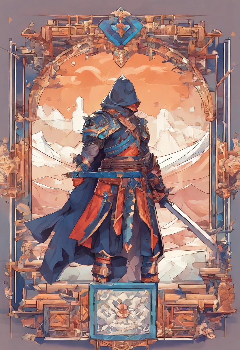 Swordsman character bust, Hand drawn cartoon illustration, Solid and vivid background, Fine, Detailed scale, Soft lighting, Game Character, Upper body, Created by Lois Van Bart and Roych and Los Tran and Los Dros and Sam Yang and Sam Ss Arts and Altgarm, Best Quality, masutepiece