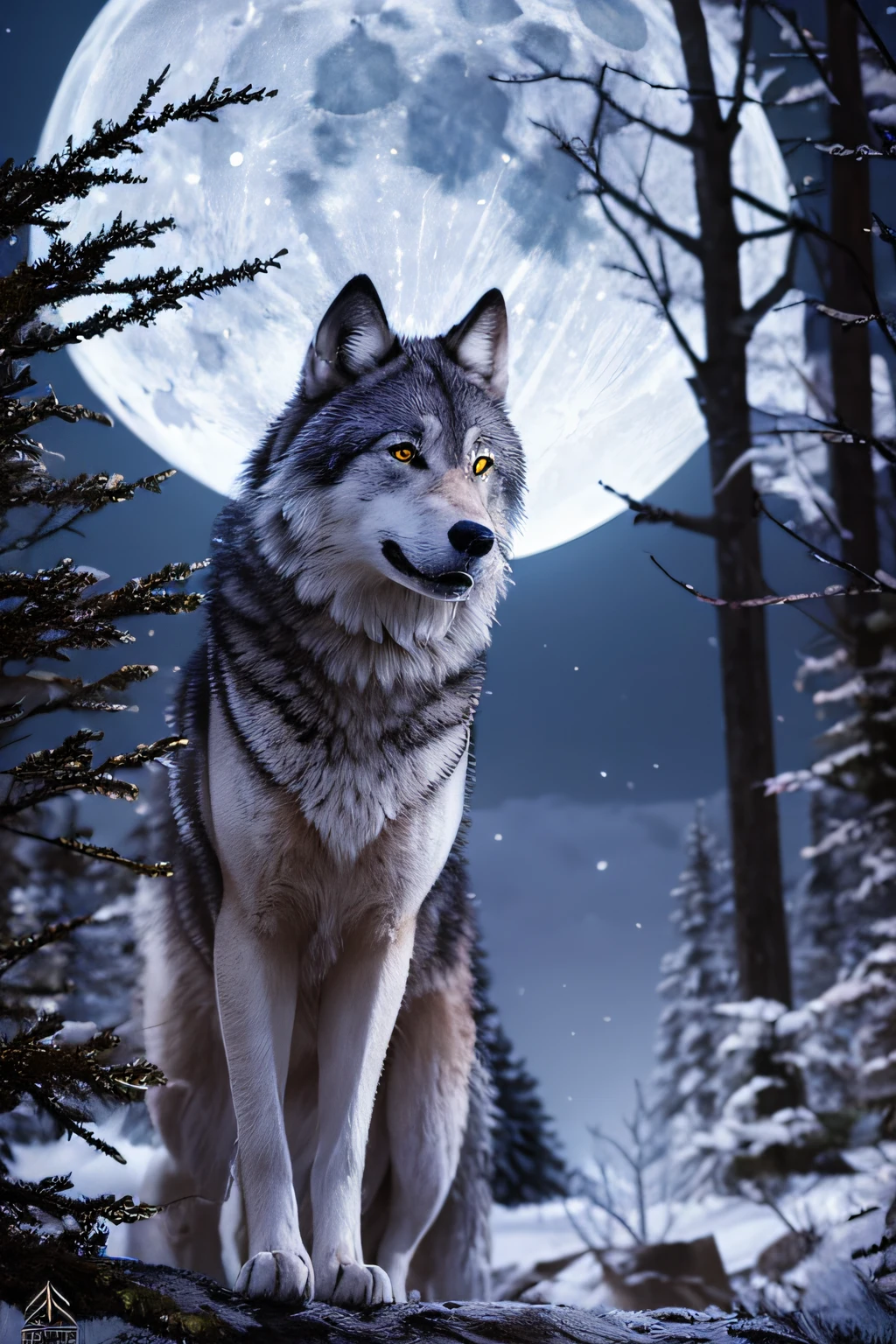 Lone Wolf in the Moonlight