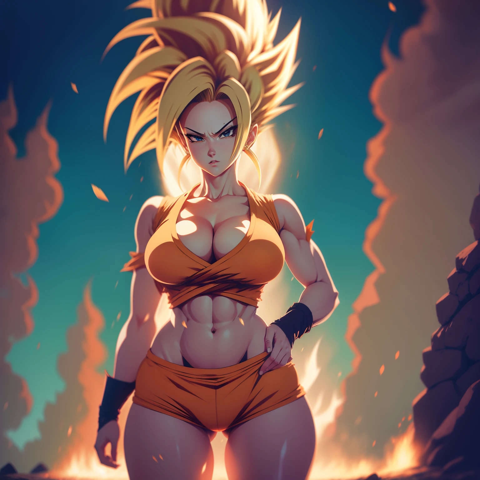Mulher super Sayajin roupas de Goku nsfw