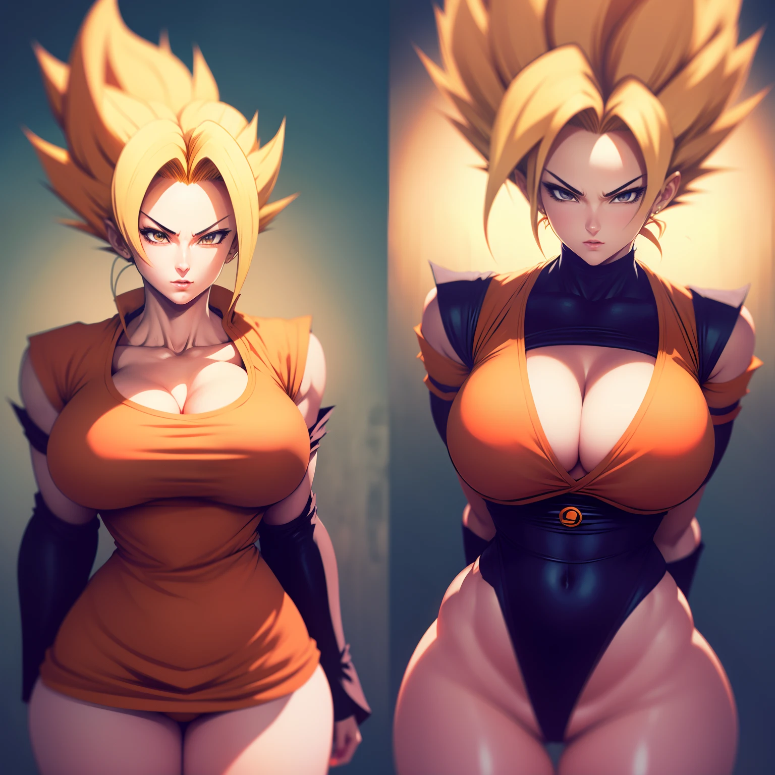 Mulher super Sayajin roupas de Goku nsfw