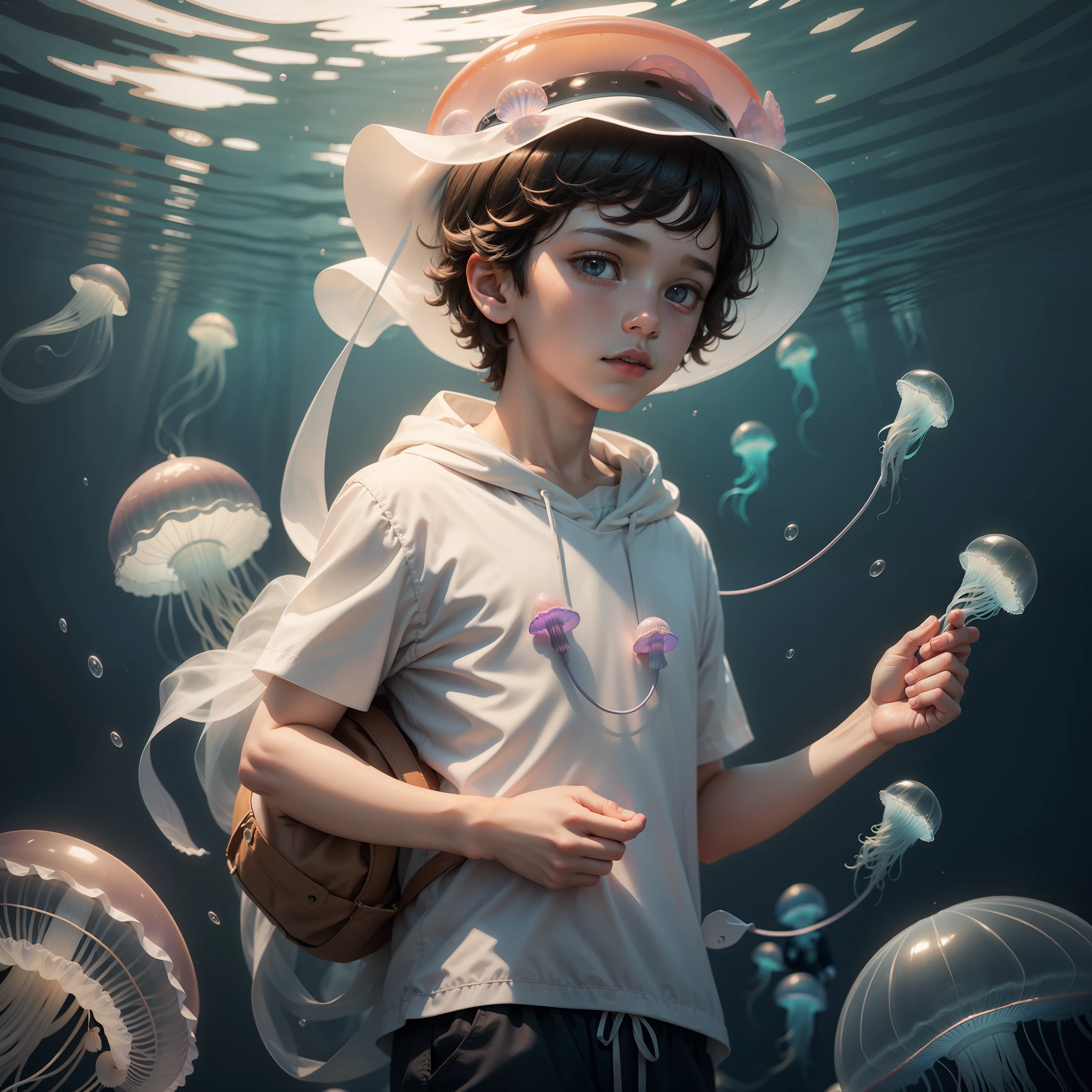 Boy in a jellyfish hat