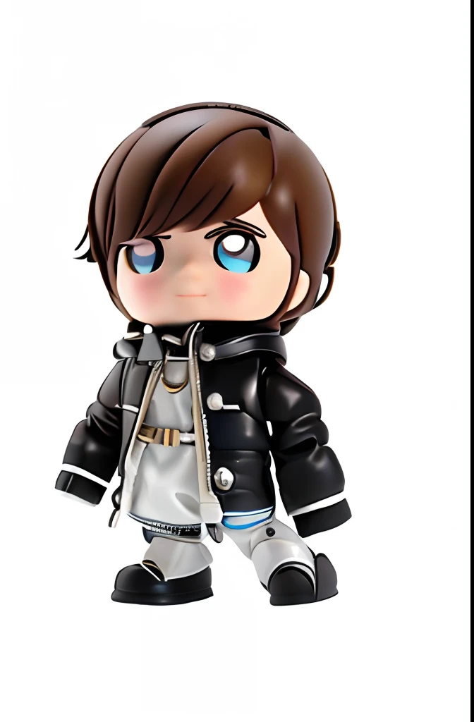 Characters:  boy, short brown hair, black eyes, wearing a helmet with a mechanical style jacket with gears and brown boots, different angles, different perspectives, Miraculous Ladybug style, Character Sheet, white background -- 3:2, Character Styling