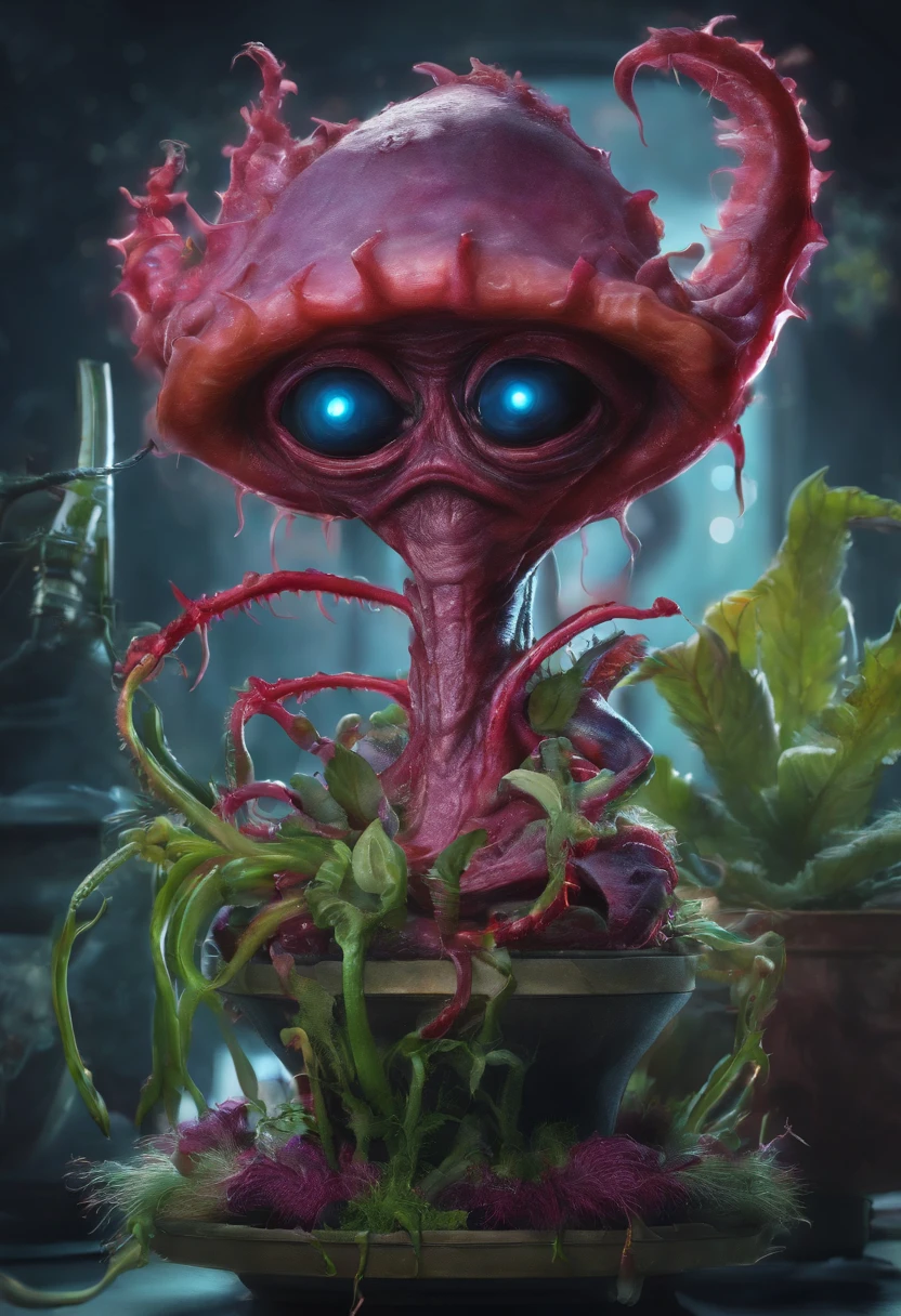 cartoon carnivore with tongue sticking out of a pot, monstro da planta, um monstro vegetal, alien plant, Carnivorous plant, alien flower, predador de plantas, alien flora, plant spirit, 1024x1024, deadly alien plants, um monstro de cardo humanoide, Alien flowers, Carnivorous plants, design monstro, flowey
