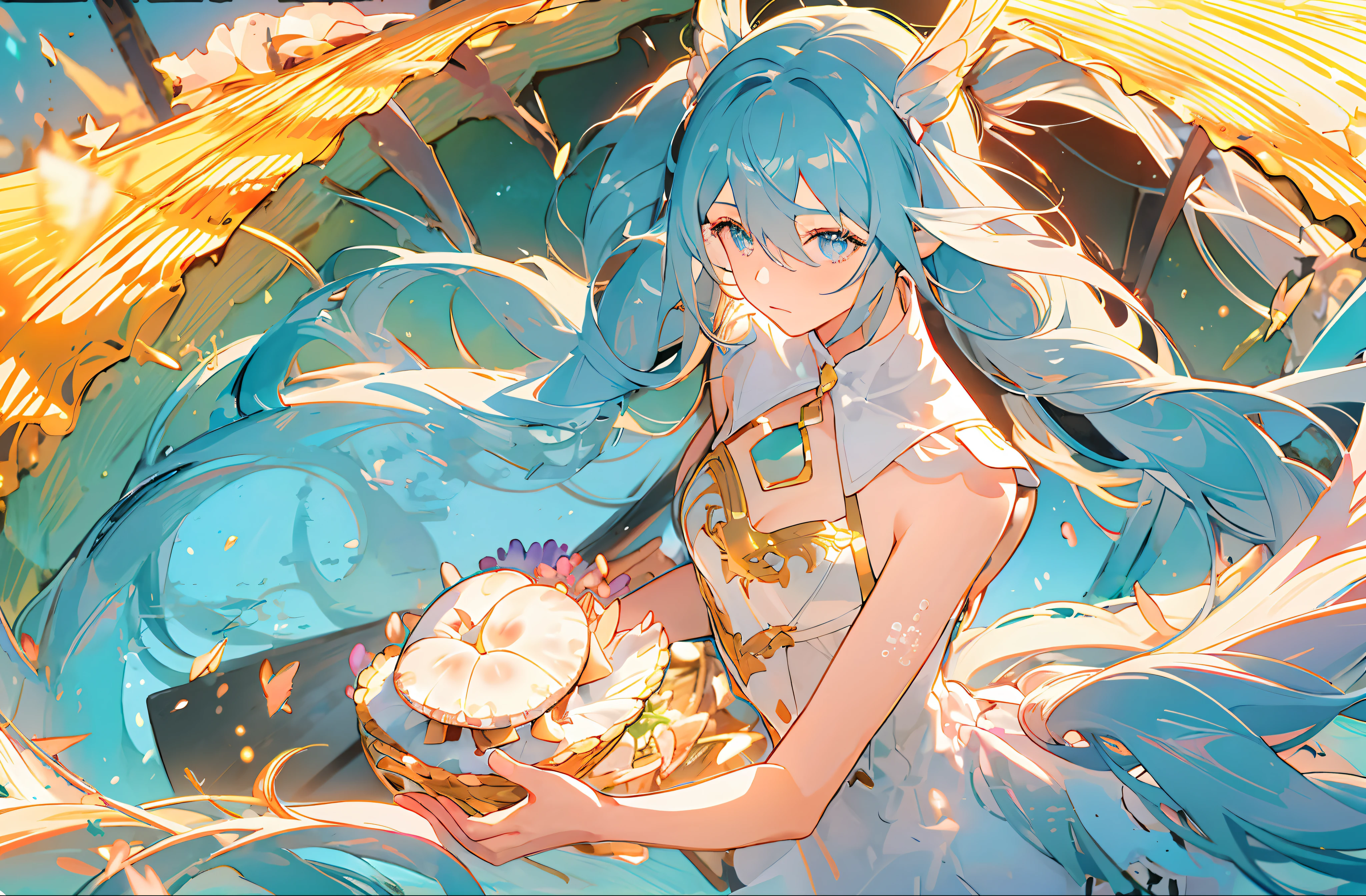 1girl in,Alone,Single,Solo,only one,One character,(((Personage as the main perspective))),(((characters in the middle))),((masutepiece)),((Best Quality)),(Ultra-detailed),(Illustration),Clear margins,Alphonse Mucha,the Extremely Detailed CG Unity 8K Wallpapers,((extremely delicate and beautiful)),(Dynamic Angle),Enchanted forest at night illuminated by glowing mushrooms,((Tindall Effect)),(Fluorescent mushroom forest background),1girl in,(arms behind back),(Beautiful detailed eyes),Cute pink eyes,Golden pupil,Detailed face,Upper body,White Dress,messy floating pink hair,disheveled hair,Focus,(beautiful water),River,Flying butterfly,Sunlight,shine,Chiaroscuro,Ray-Ban_tracing,(Painting),[[[[[[8k artistic photography]]]]]],