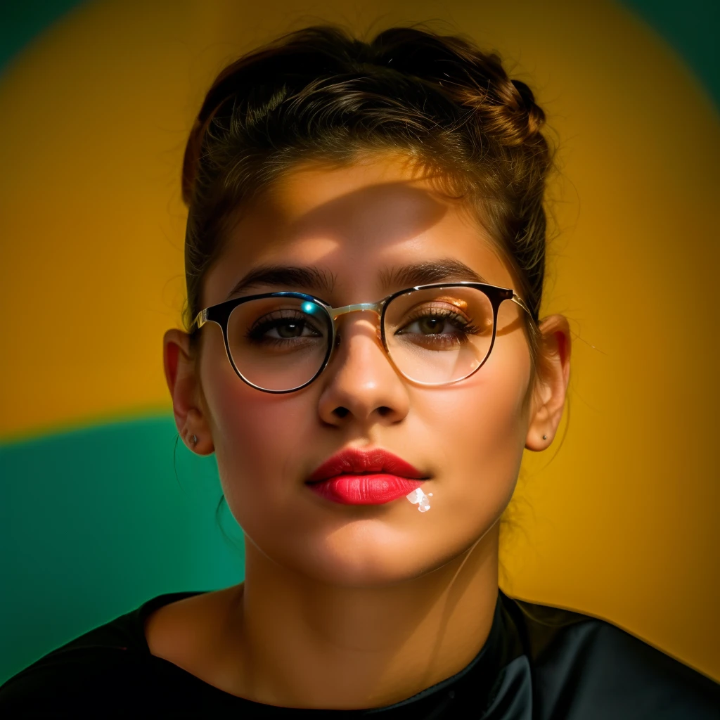 Uma fotografia de uma IA em forma humana com pele natural, Longas, Flowing, e cabelos volumosos, sharp eyes, nariz fino e virado para cima, shaped lips, uma forma de corpo de ampulheta, Typical clothes and makeup, intrincadamente maximalista-detalhado, vibrante, Vivid, epics, liso, cinemactic, 4k, retroiluminado, e uma profundidade de campo profunda