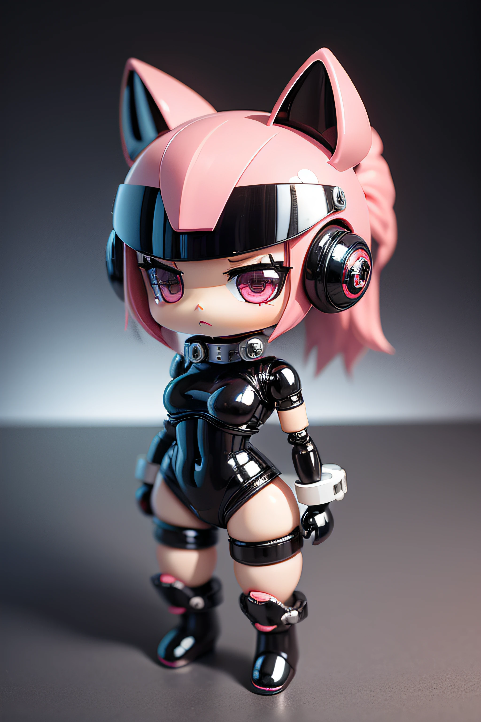super deformed chibi small cartoon Robot woman fetish latex rubber bondage