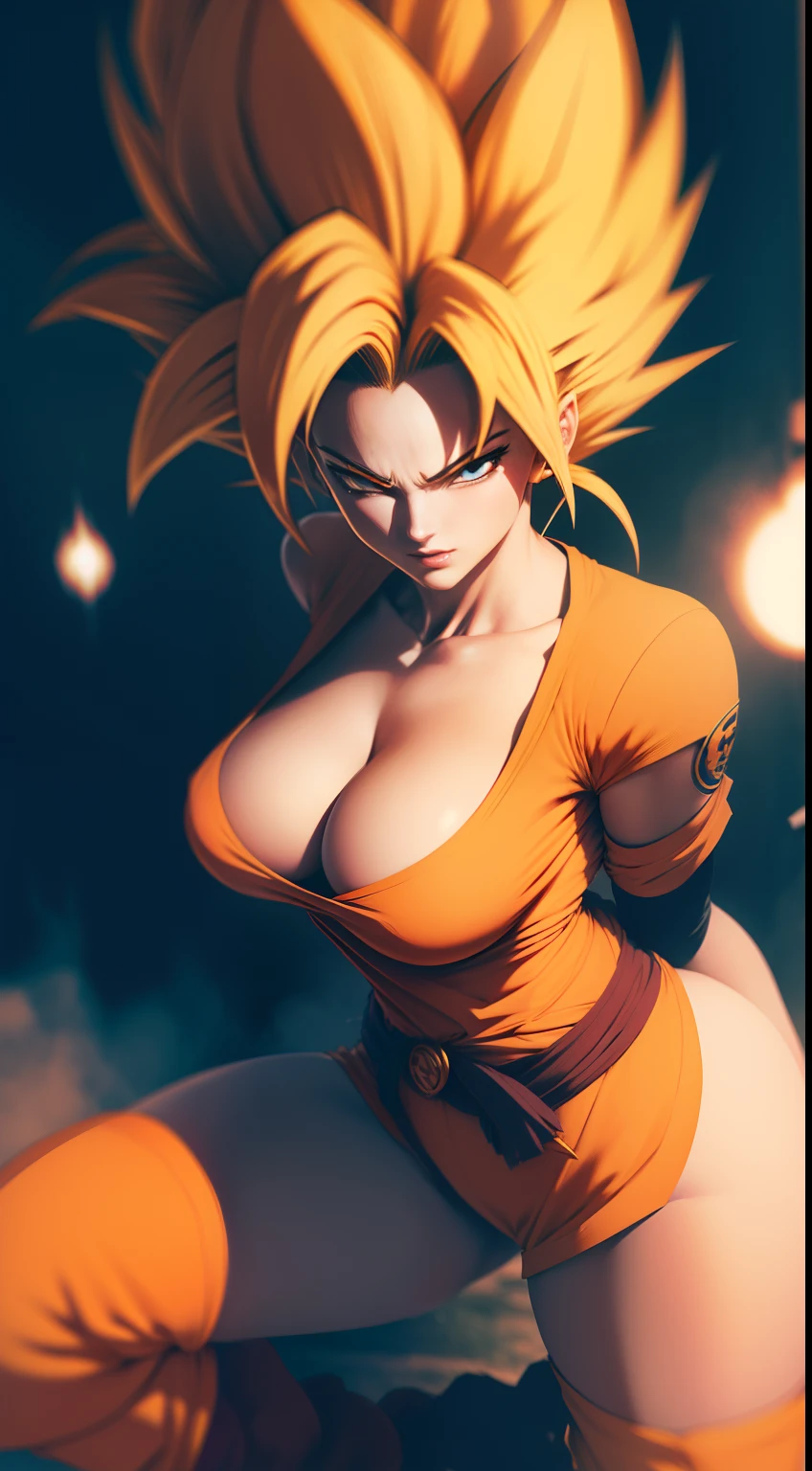 Mulher super Sayajin roupas de Goku nsfw