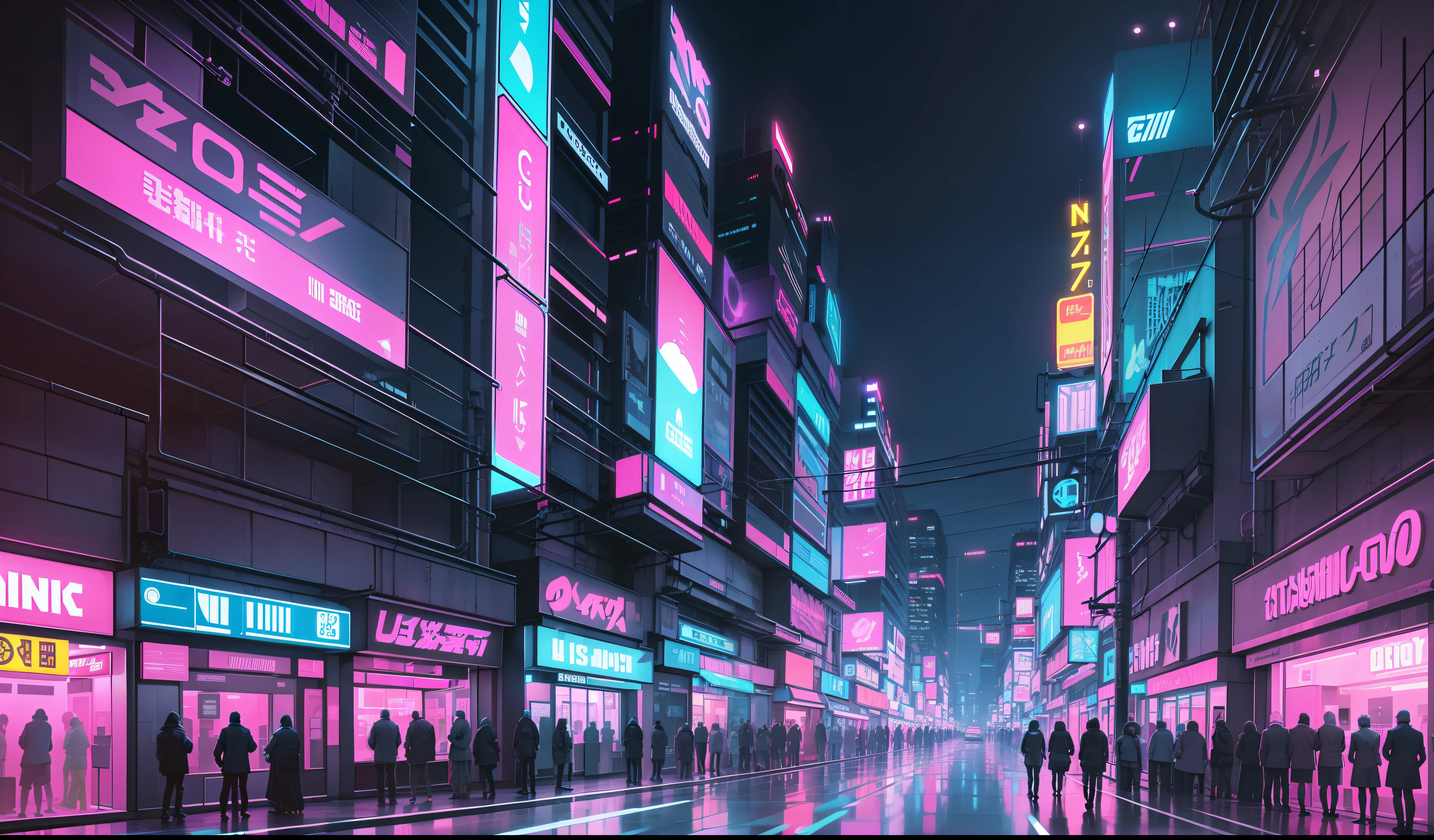 thin abstract lines, image of a crossroad in city at night, neon city is far in the background, neon city, cyberpunk background,  cinematic neon matte painting, cyberpunk neon lights, neon cityscape background, vaporwave city, cyberpunk city street background, city midnight neon lights, background cyberpunk city, cyber neon lights, cyberpunk aesthetic