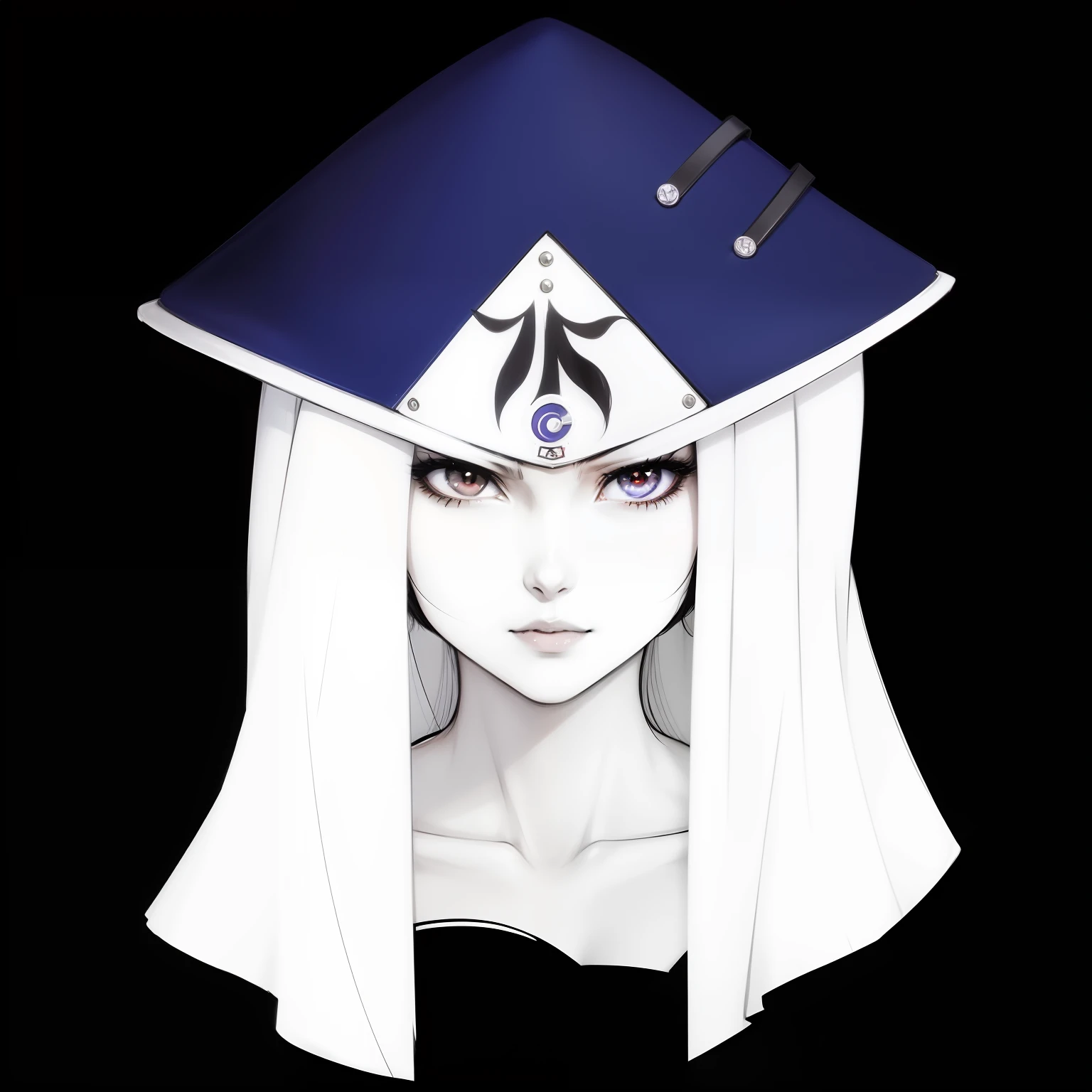 A beautiful black-haired woman wearing the Mizukage hat from the Naruto anime universe.