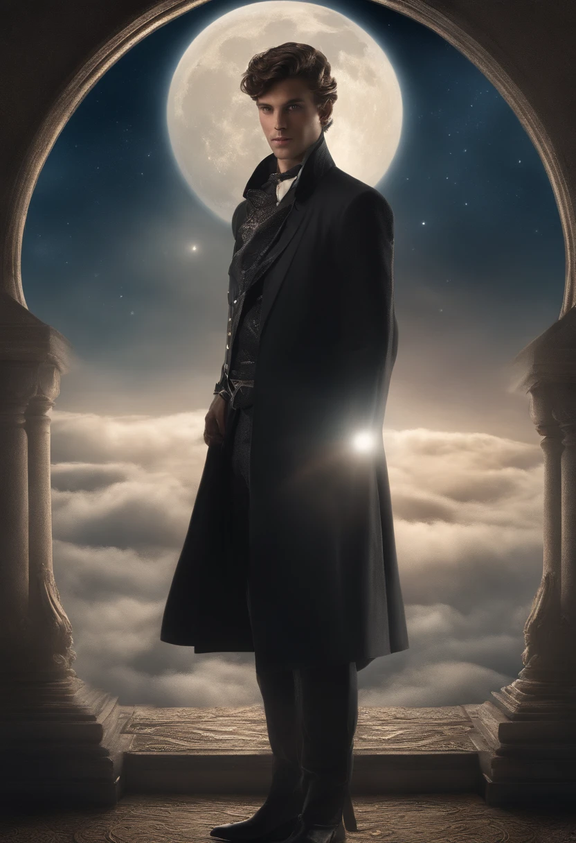 a boy named Thomas. He had hair black as night and curious eyes that shone like distant stars. But what really caught everyone's attention was the adornment he wore around his neck: a small silver moon. This mysterious moon was made of a bright and delicate material, and seemed to emit a soft silvery radiance.