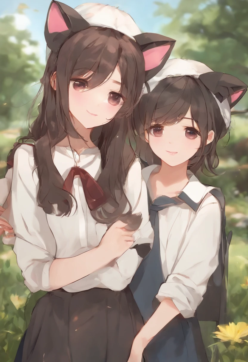 Couple cute Girls should have cat ears Boys wear pig hats on their heads Cute couple everyday
