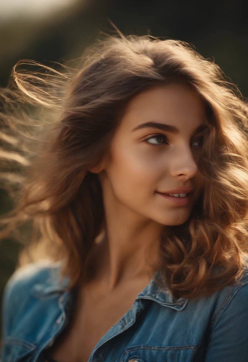 cute teen girl pull the hair of a man from the back