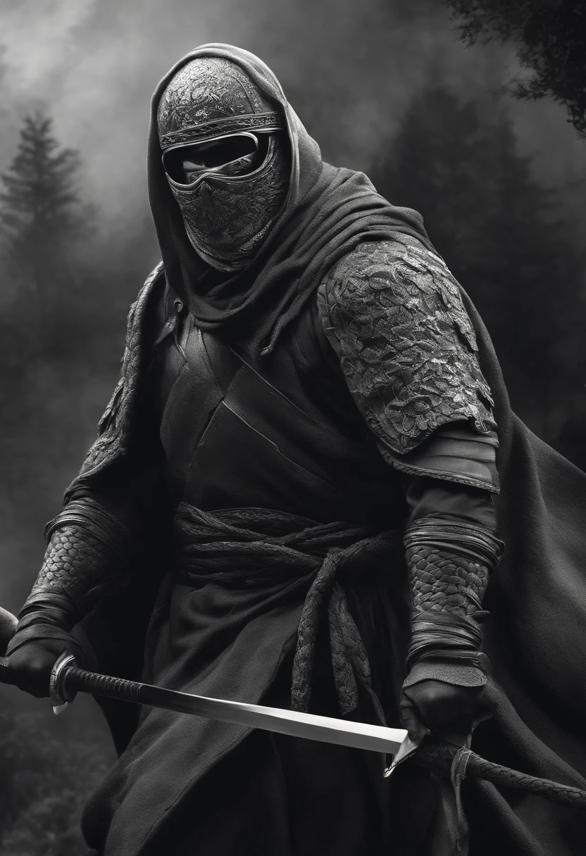 Black and white lustration: Desenhe as Tartarugas Ninjas ultra realistas emergindo de um buraco em preto e branco, using shading techniques and textures to enhance anatomical details and facial expressions.
