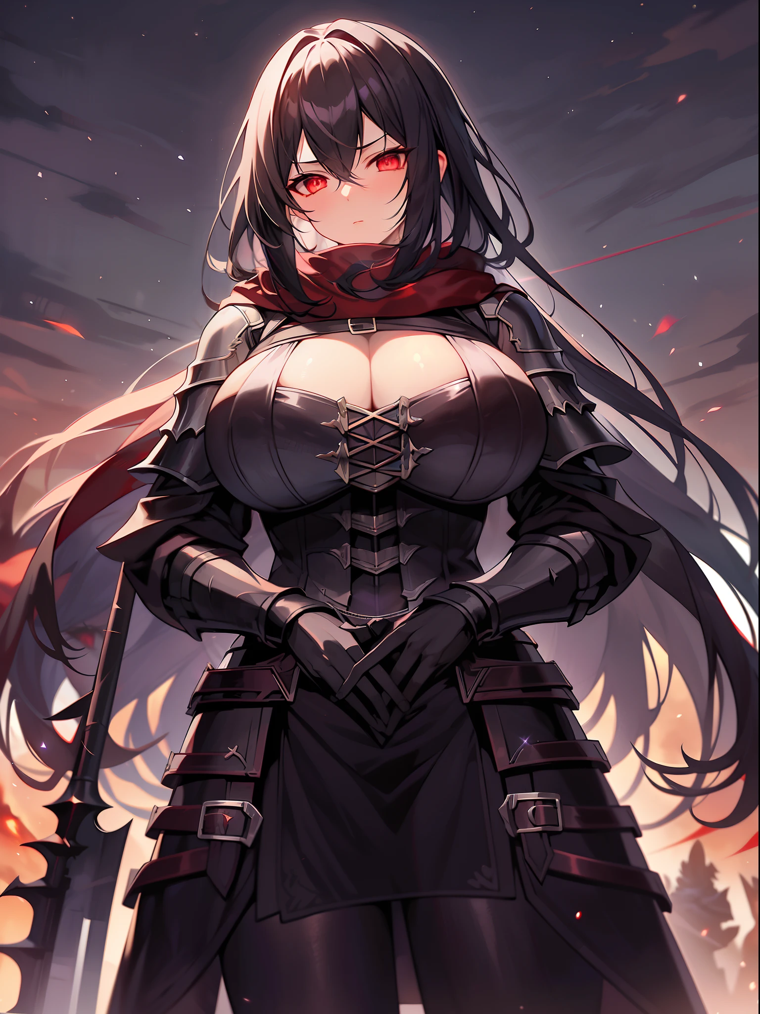 Outrageous resolution+++、masterpiece++、top-quality++、ultra-definition++、ultra-definition++、4K++、8K++、From Side、(Background Focus)++、Woman in sexy clothes、Cast a spell of a black knight with a huge chest fluttering a red scarf with black armor and black sword and flaming eyes fighting purple flames on a moonlit night that destroys the city、Rune of a black knight with huge breasts wearing purple flames in black armor and black sword on a moonlit night, And a red scarf with flaming eyes.、Black knight magic with huge chest wearing purple flames in black armor and red scarf with black sword and flaming eyes in moonlit night、Black knight with huge breasts wearing black armor, Black Sword, Purple flames of moonlit night fly overhead、Fight a red scarf with flaming eyes、Brown-skinned, Muscular busty mature dwarfs living in volcanoes、Wearing a blacksmith's apron、Wielding a blacksmith's hammer、Wearing black armor, black sword, and purple flames on a moonlit night、Colossal breasts black knight goddess wearing red scarf with flaming eyes、detailed fantasy art、Fantasy Art Style、Blake Brown skinned muscular busty mature female dwarf living in a beautiful ancient volcano、Wearing a blacksmith's apron、Wielding a blacksmith hammer witch、Wearing black armor and purple flames all over his body on a moonlit night,、Wearing a red scarf with flaming eyes、Black Knight Queen with Big on Breasts.、Fantasy Art Behans、Wearing black armor, black sword and purple flame on a beautiful moonlit night、Black knight sorceress with huge chest wearing red scarf with eyes of flame、Wearing black armor, black sword and purple flame on a beautiful moonlit night、Black knight sorceress with huge chest wearing red scarf with eyes of flame、Huge chest Black Knight Shards Dancing with a red scarf Flaming Eyes Fight with your whole body Black armor, black sword and purple flame Shining floating moon night、Colossal breasts black knight magic circle fluttering red scarf with flame eyes fighting with black armor, black