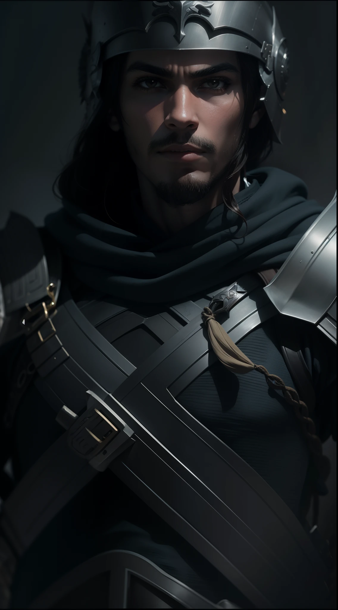 um guerreiro de armadura segurando sua espada