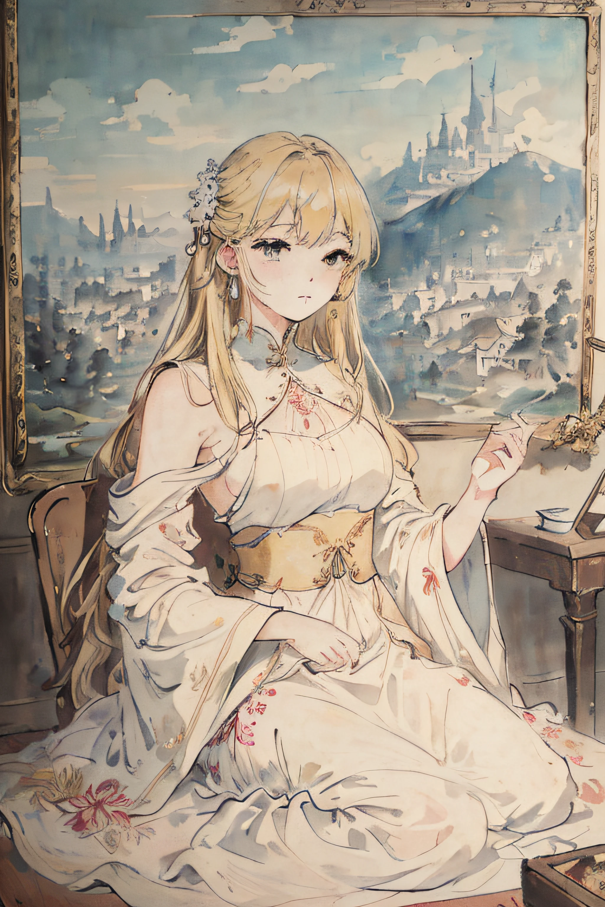 masterpiece、top-quality、A very delicate and beautiful city、extremely delicate and beautiful、world masterpiece theater、Ultra-fine、top-quality、a blond、Hi-Res、Very elaborate、No human、top-quality、illustratio、The viewer watching、Impasto、canvas、an oil painting、realism、realisitic