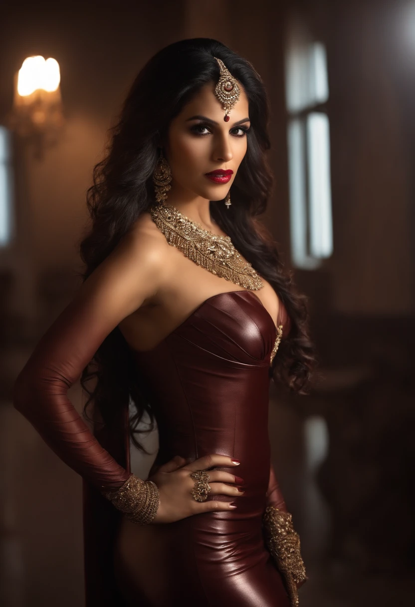 mujer vientre plano cabello largo recogido, (Indian girl),beauty, indian, beautiful sexy women, , extremely detailed , jaw-dropping beauty, big boobs deep cleavage sexy , big boobs deep cleavage, sexy indian women, massive boobs in , high quality raw photo, excellent composition, Front View, Full Body, Head to Feet, Photoshoot, Bombshell, scary vampire girl, black magic, Wet Shakira, Mature Old Aged Stunning Elder Singer Shakira in Lipstick ,((Wearing Tight Slim Super Long Deep Chocolate Brown Shiny Metallic Vampire Latex Mermaid Long Gown ))(cinematic lighting, cinematic colors, masterpiece, high detailed, best quality, photorealistic, ultra realistic, 8k hdr:1.2
