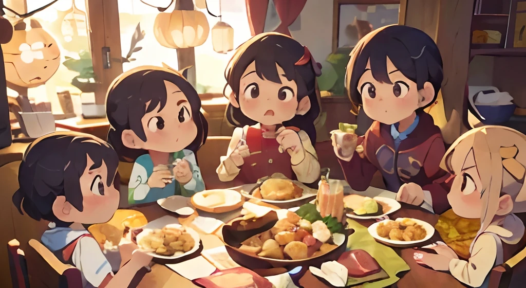 The family eats a Mid-Autumn Festival reunion dinner