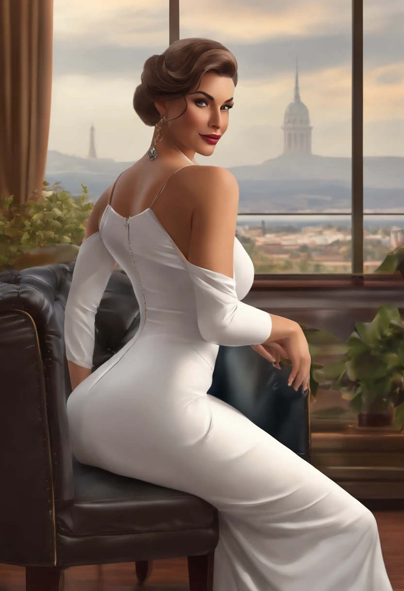 classic artstyle, hyper bottom heavy, very thick mature CEO milf, (((CEO clothes))), masterpiece, best detail, best anatomy, best quality