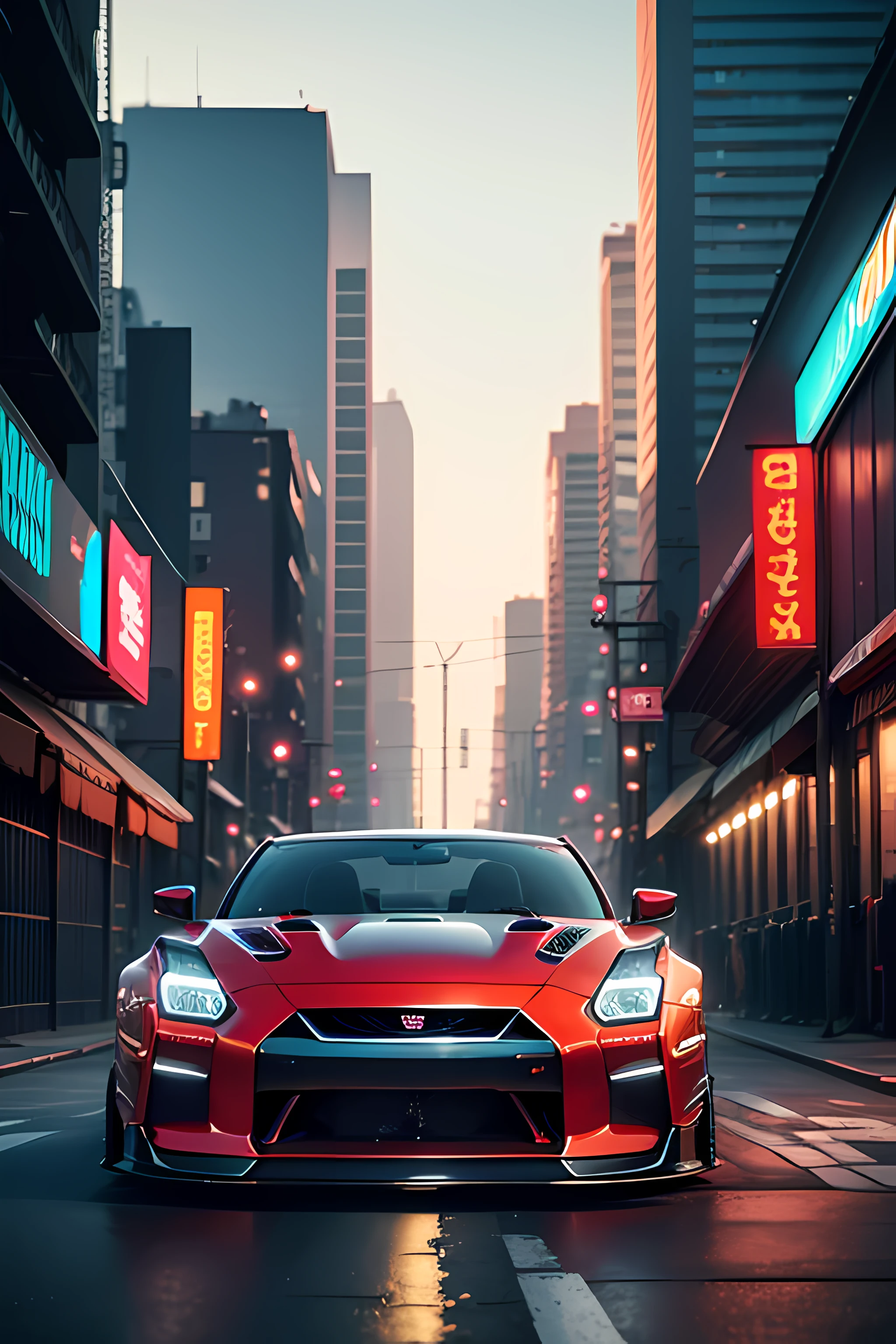 nissan gtr drifting with 8k resolution in the cyberpunk city