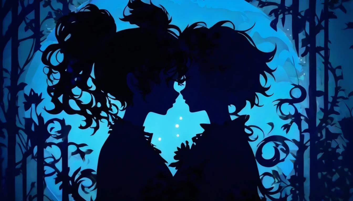 (Silhouette Art,cutouts:1.6)
(((Paper cutting art,A world where only black exists:1.3)
(Cowboy Shot),1 girl,Solo,
(Rabbit-eared girl,profile:1.2),white, Clear and beautiful face,15 Nights、lapin、Mochi
break
(Light blue moon)
Textured glass background,Arcana World