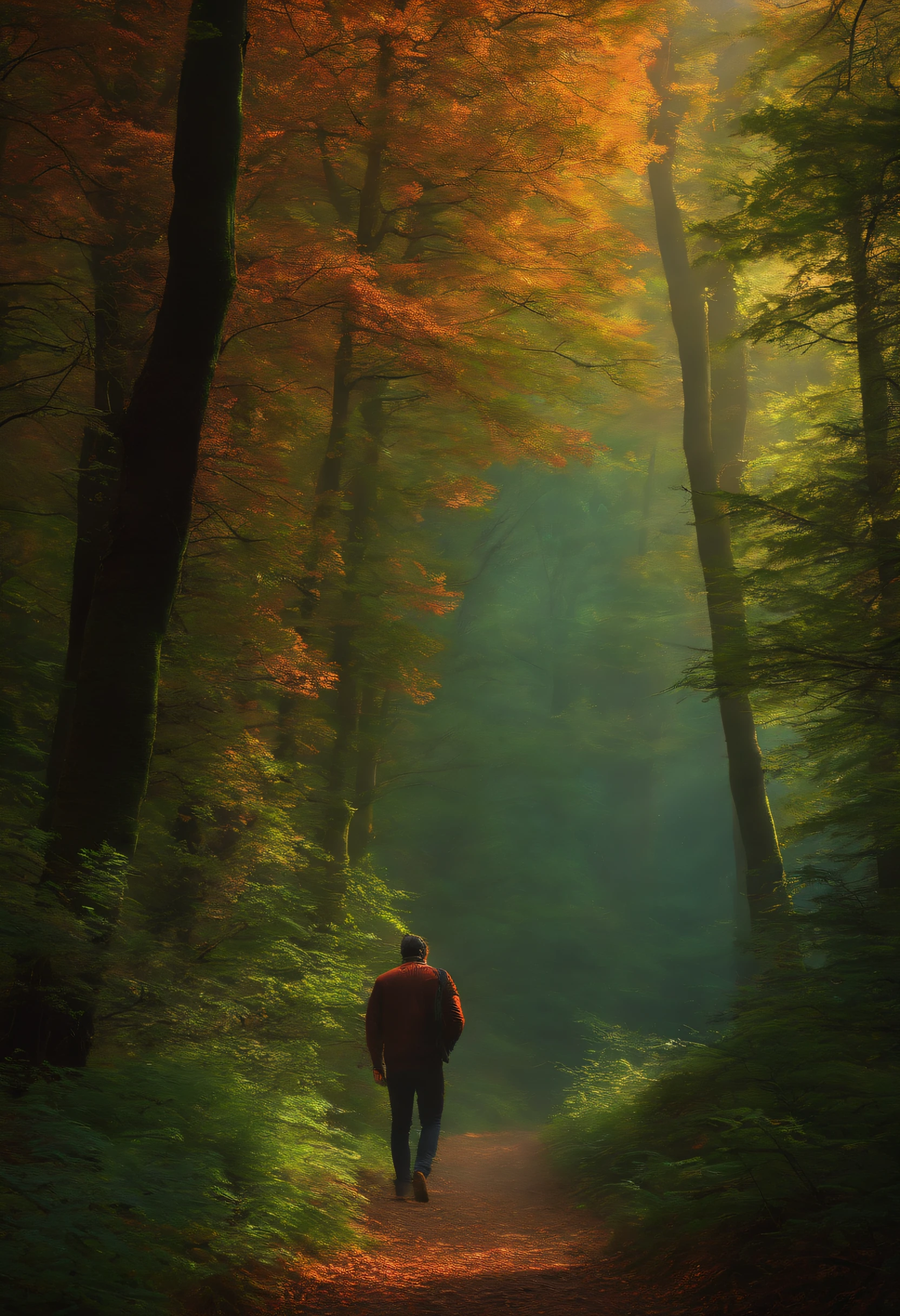 of a guy，Dingdall effect，ln the forest