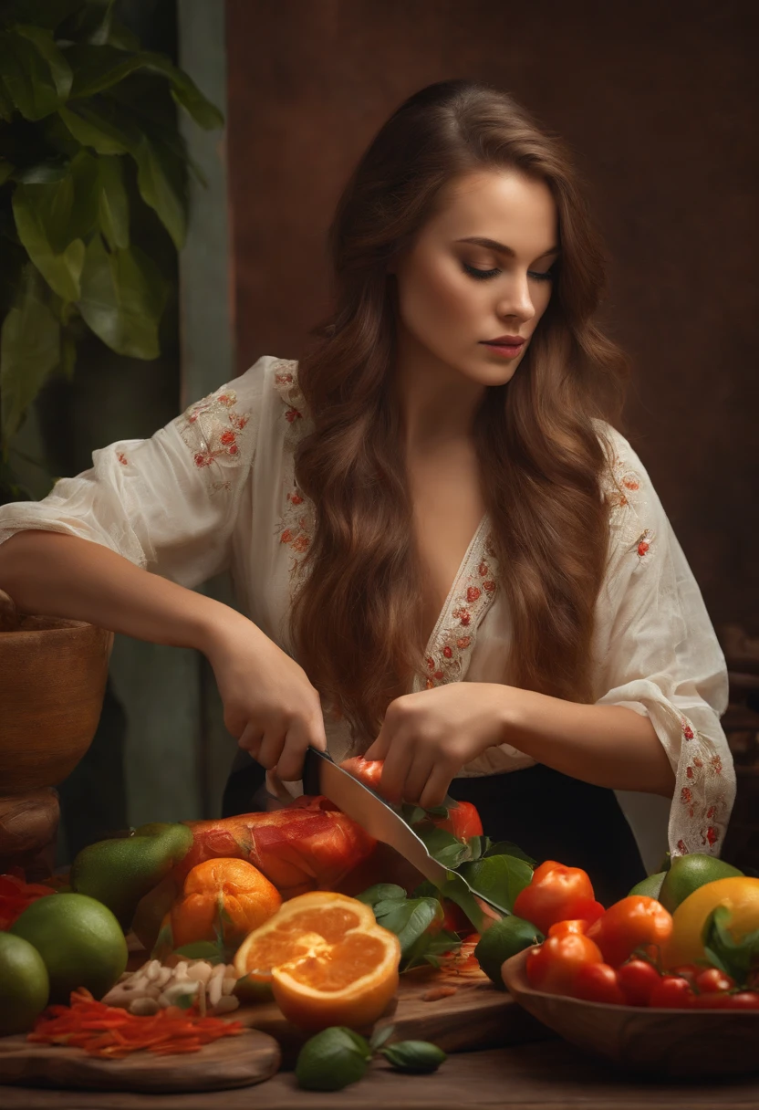Woman cutting jengibre