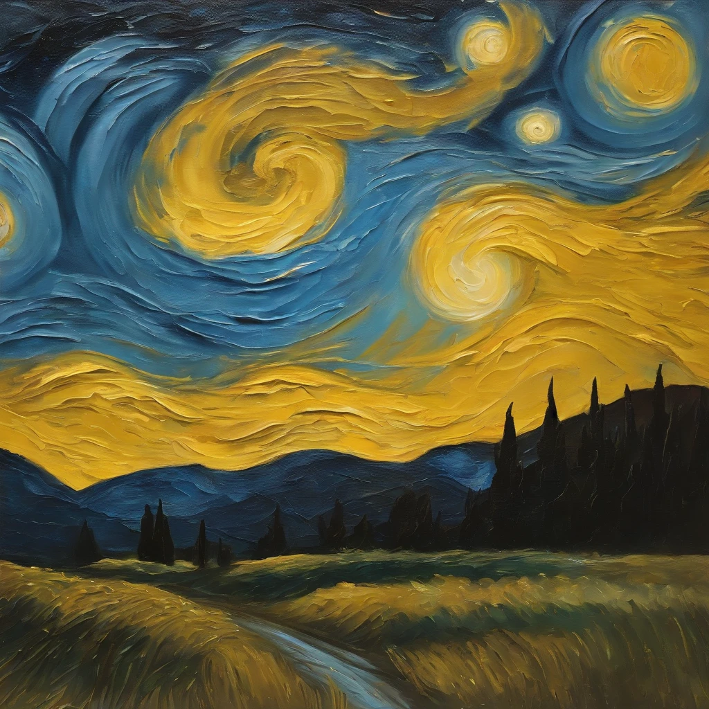 Coarse brushstrokes and wet paint,Fibonacci,the golden ratio,Melted wax,Visible brush strokes,oil on the canvas,Thick brushstrokes,insanely details,8K UHD,ultra-realistic realism,Van Gogh Starry Sky
