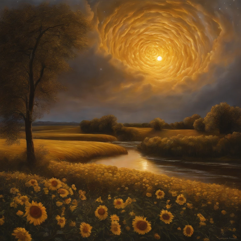 Coarse brushstrokes and wet paint,Fibonacci,the golden ratio,Melted wax,Visible brush strokes,oil on the canvas,Thick brushstrokes,insanely details,8K UHD,ultra-realistic realism,Van Gogh Starry Sky
