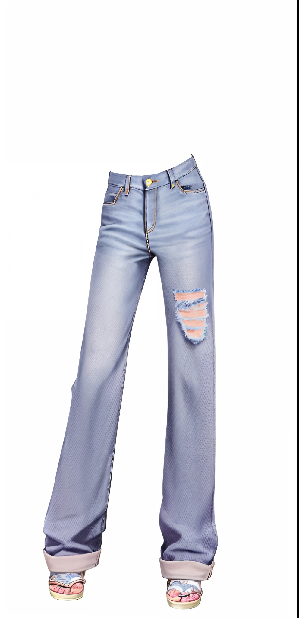 Pubic area is clear,filigree,denim pant ,