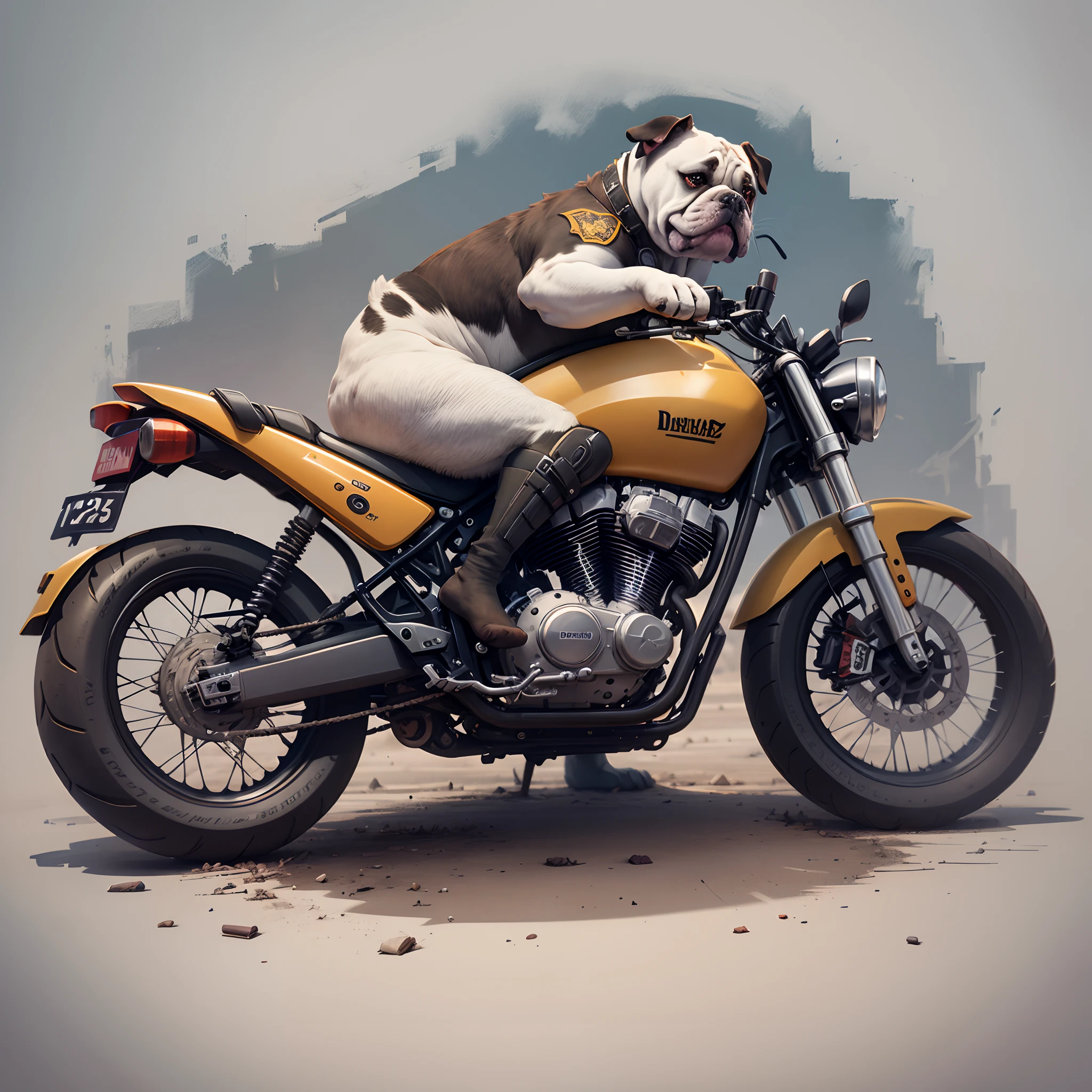 Desenho de um motoboy com cara de bulldog entregador de aplicativo de comida, desenho detalhado, illustration, anime, 2d, white solid background, nft, Ratio 1:1 --auto --s2