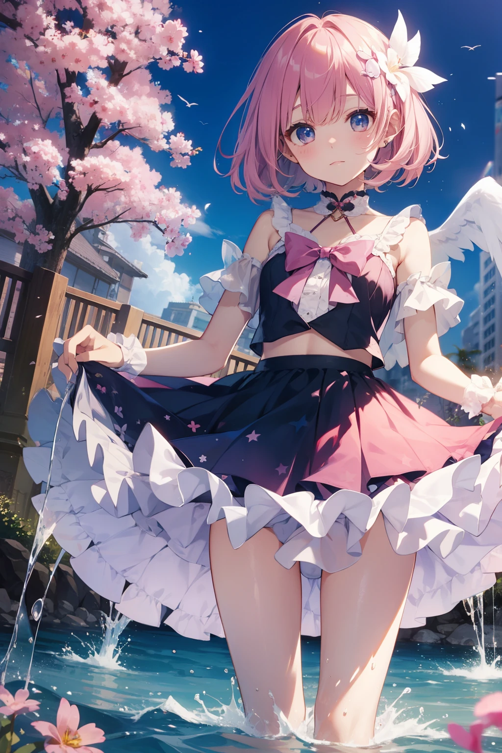 top-quality、Full limbs、complete fingers、Slender beauty、A pink-haired、angelicales、bob cuts、hime-cut、Sailorsk swimsuit、skirt by the、Small eyes、fluffly