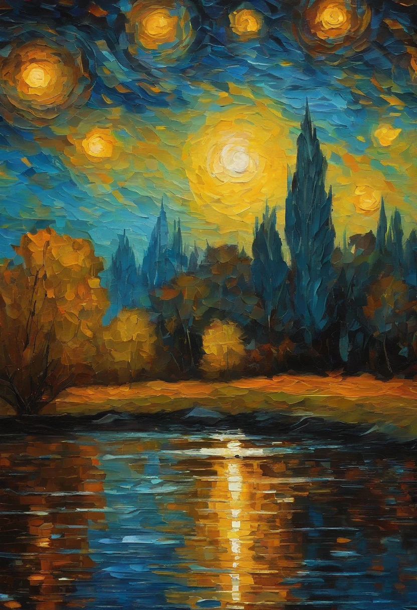 Noite estrelada van gogh,. futuristic day