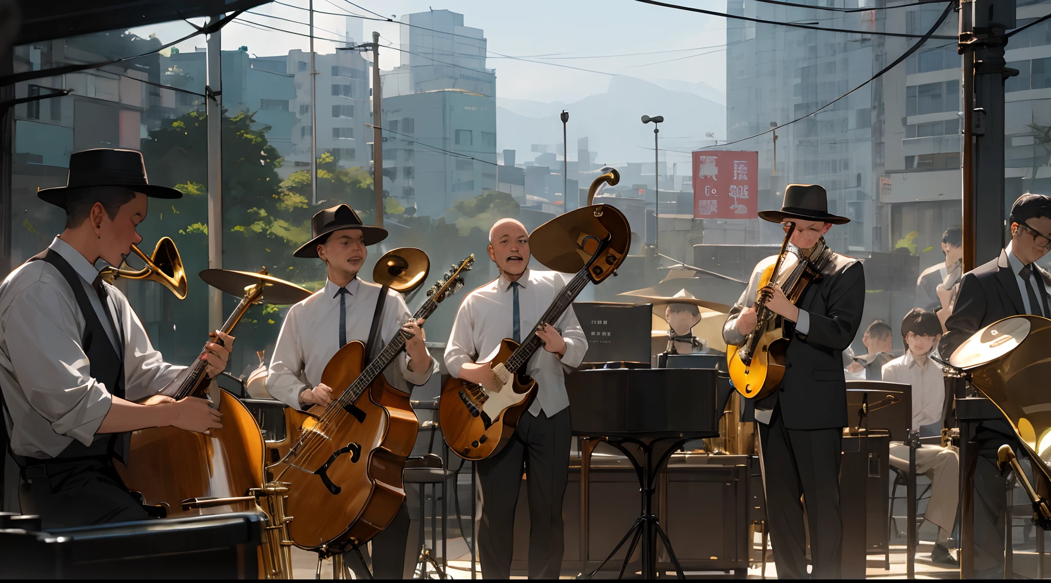 A jazz band playing in a city in Taiwan