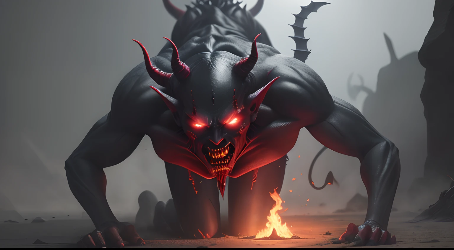 Demon in Hellfire, imagem super realista, cinematic lighthing, beautiful depiction, Realistic, 4k, HDR
