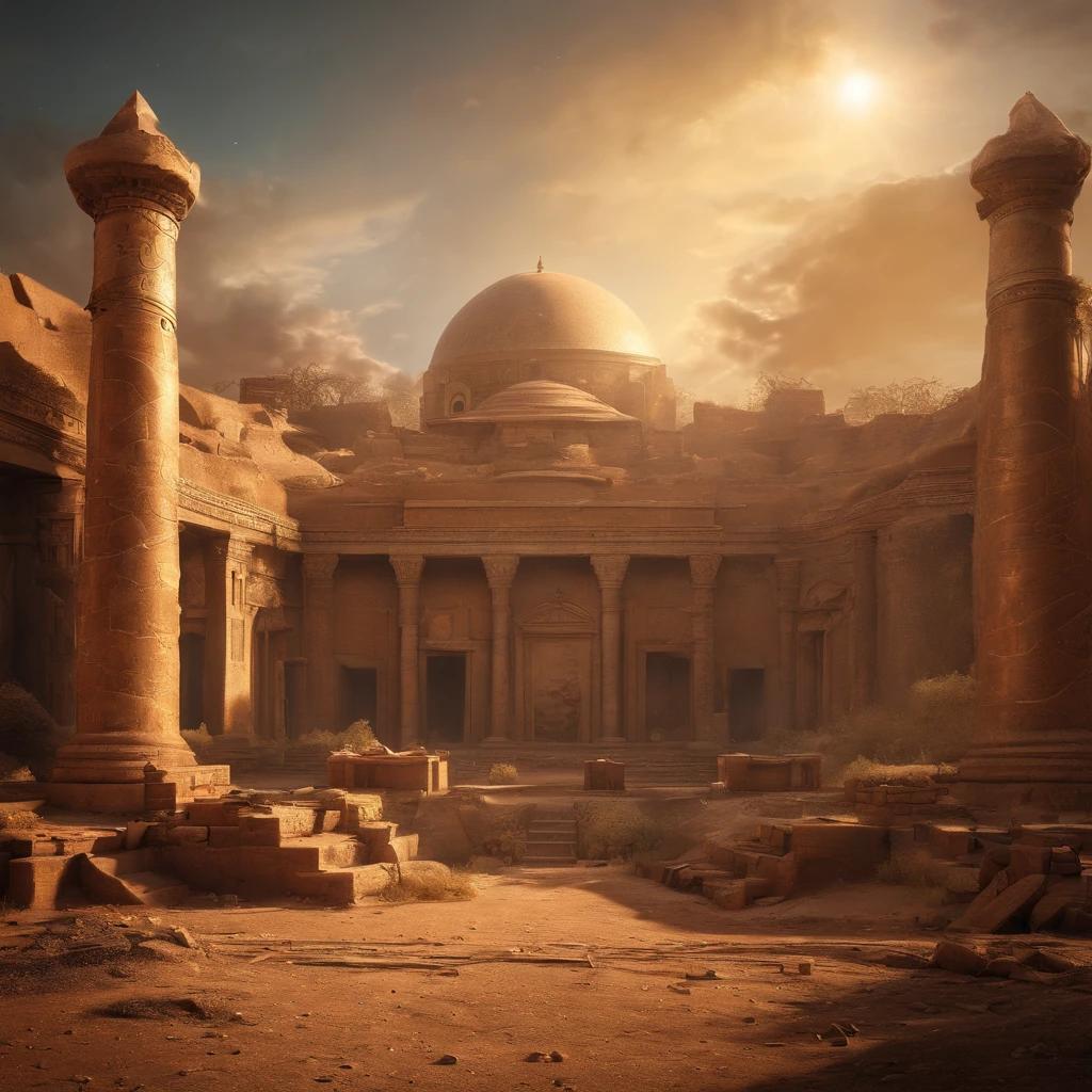 (Best quality,masterpeace),(hyperdetailed colourful),
A post-apocalyptic wasteland,Ruins of a once great civilization
,Perfectcomposition, Best Fair, (Golden ratio:1.2)
, hdr, Dramatic,Cinematic lighting, trending on artstationh,trending on CGSociety, profesional photo,huge detail,