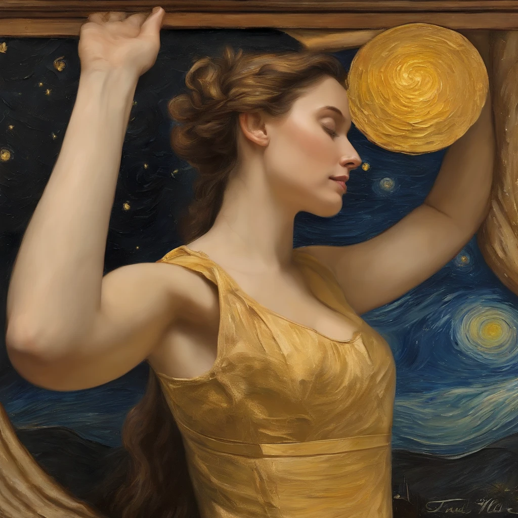 Coarse brushstrokes and wet paint,Fibonacci,the golden ratio,Melted wax,Visible brush strokes,oil on the canvas,Thick brushstrokes,insanely details,8K UHD,ultra-realistic realism,Van Gogh Starry Sky