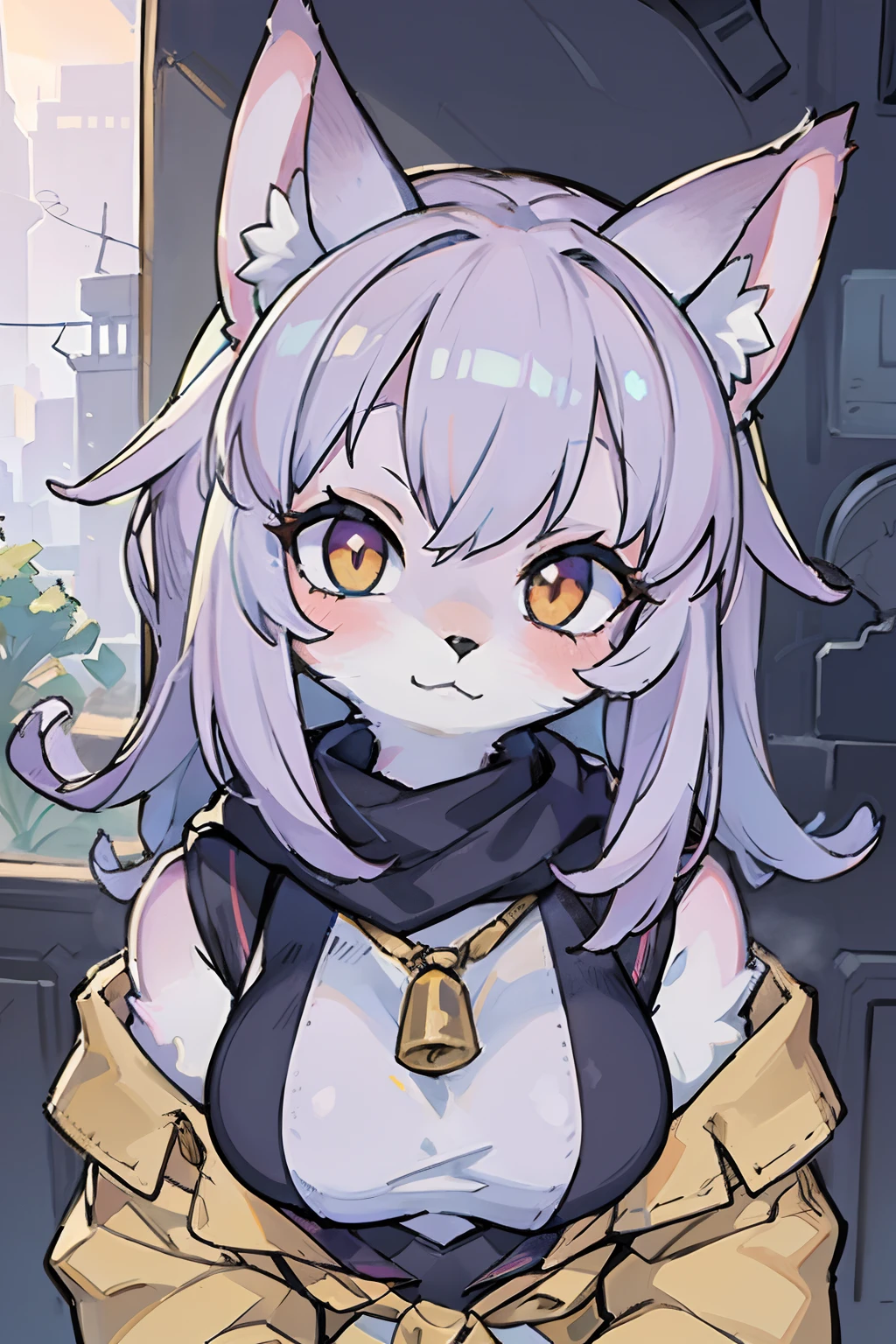 Chica gato anime con pelo negro y orejas de gato y chaqueta de cuero, Hembra peluda mini estilo lindo, Hermosa catgirl de anime, Anime Catgirl, Artgerm extremadamente detallado, linda catgirl de anime, Gato de anime realista, Retrato de personaje peludo, Atractiva chica gato, commission for high resolution, realistic anime artstyle, Estilo anime 4K, Arte furry. Completely covered with greyish furry hair.