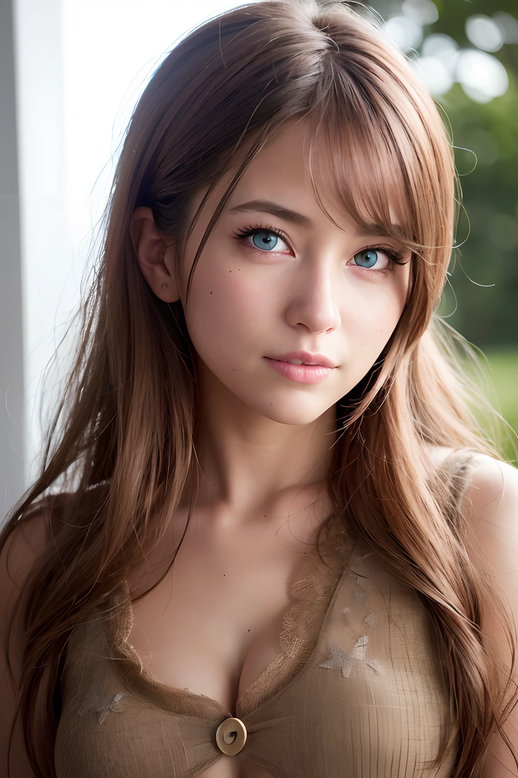 (realistic, photo-realistic:1.37),(8k, RAW photo, best quality, masterpiece:1.2), cute, ultra-detailed,heart-shaped pupils,physically-based rendering, ultra high res, kodakvision color, shot on Arricam LT Camera, bokeh, sharp focus,
looking at viewer,photorealistic,realistic, solo, photorealistic, best quality,extremely detailed face,extremely detailed eyes and face, beautiful detailed eyes,absurdres, incredibly absurdres,haunting smile,Messy hair, floating hair, ,