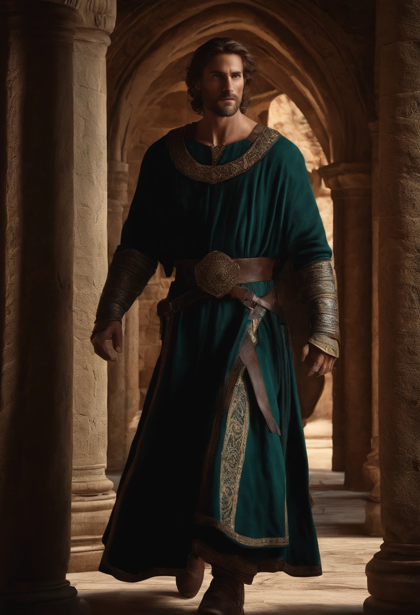 Rei Homem medieval, Rei, cinemactic, HDR, primitivo, intrincado, alta qualidade, Tons lindos, detalhes intrincados, super-fino,oc renderizado,Traching de raias,Reallightandshadow,hyper-realistic